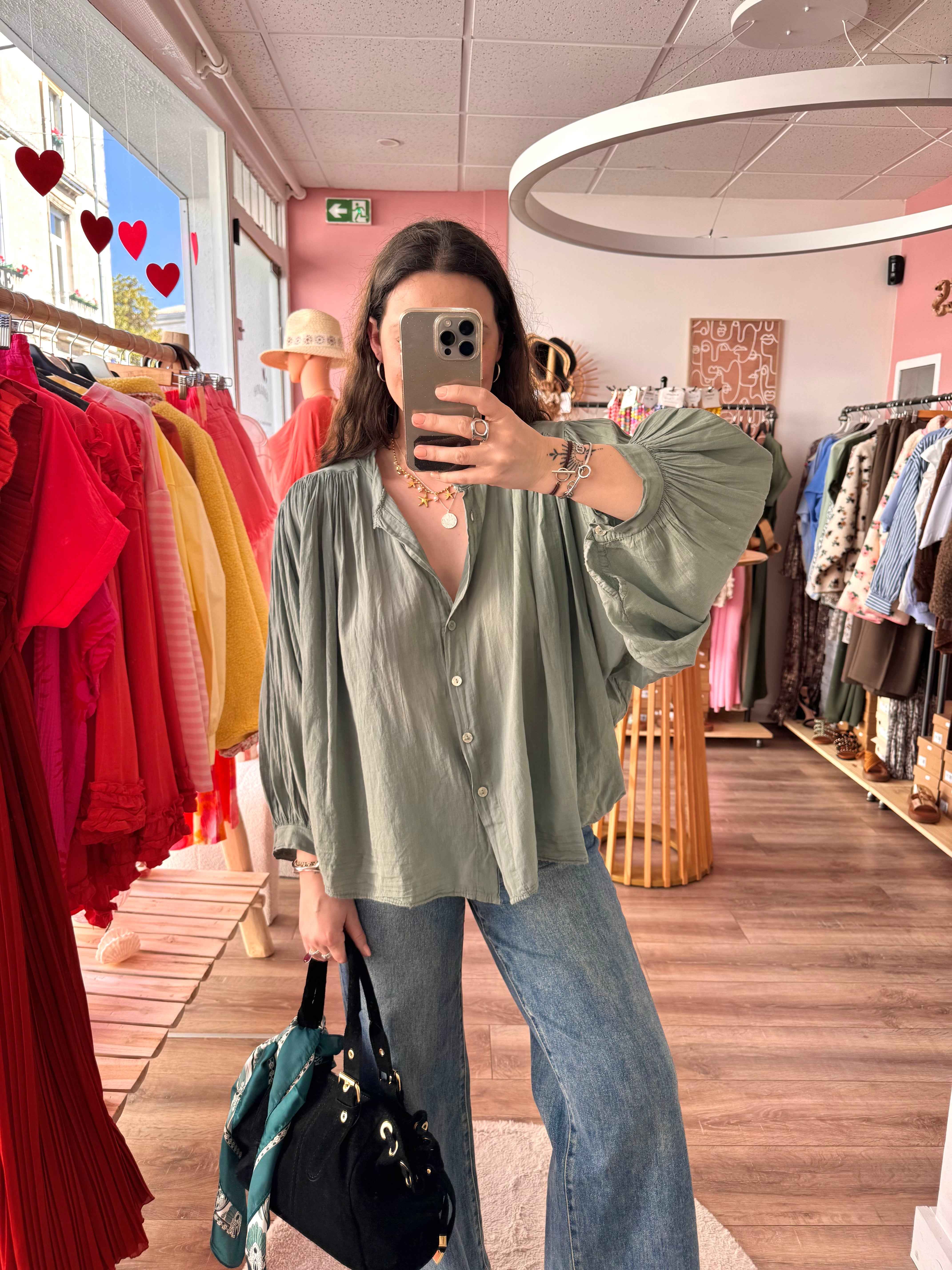 BLOUSE KAKI COTON