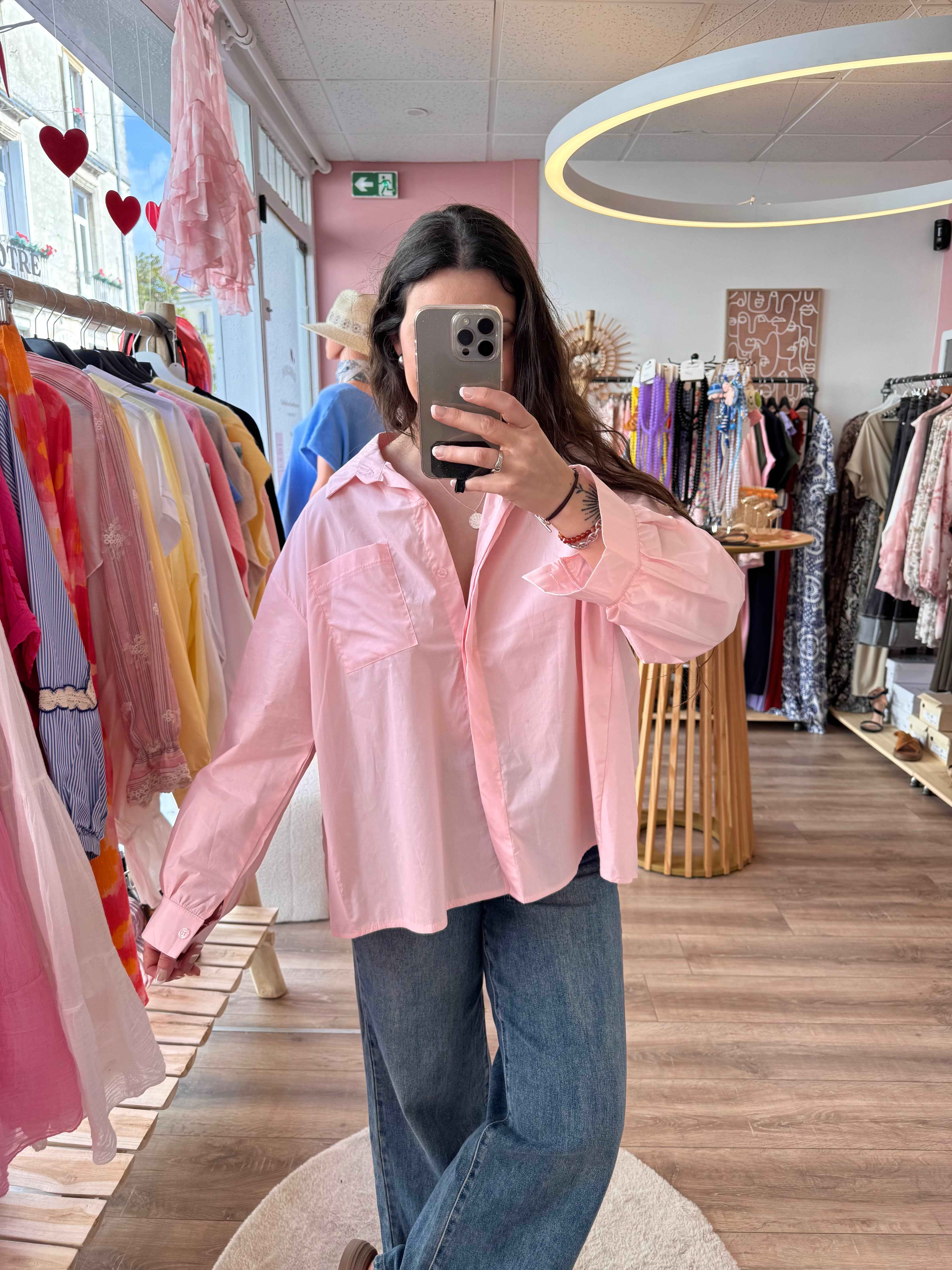 CHEMISE DOS PLISSÉ ROSE