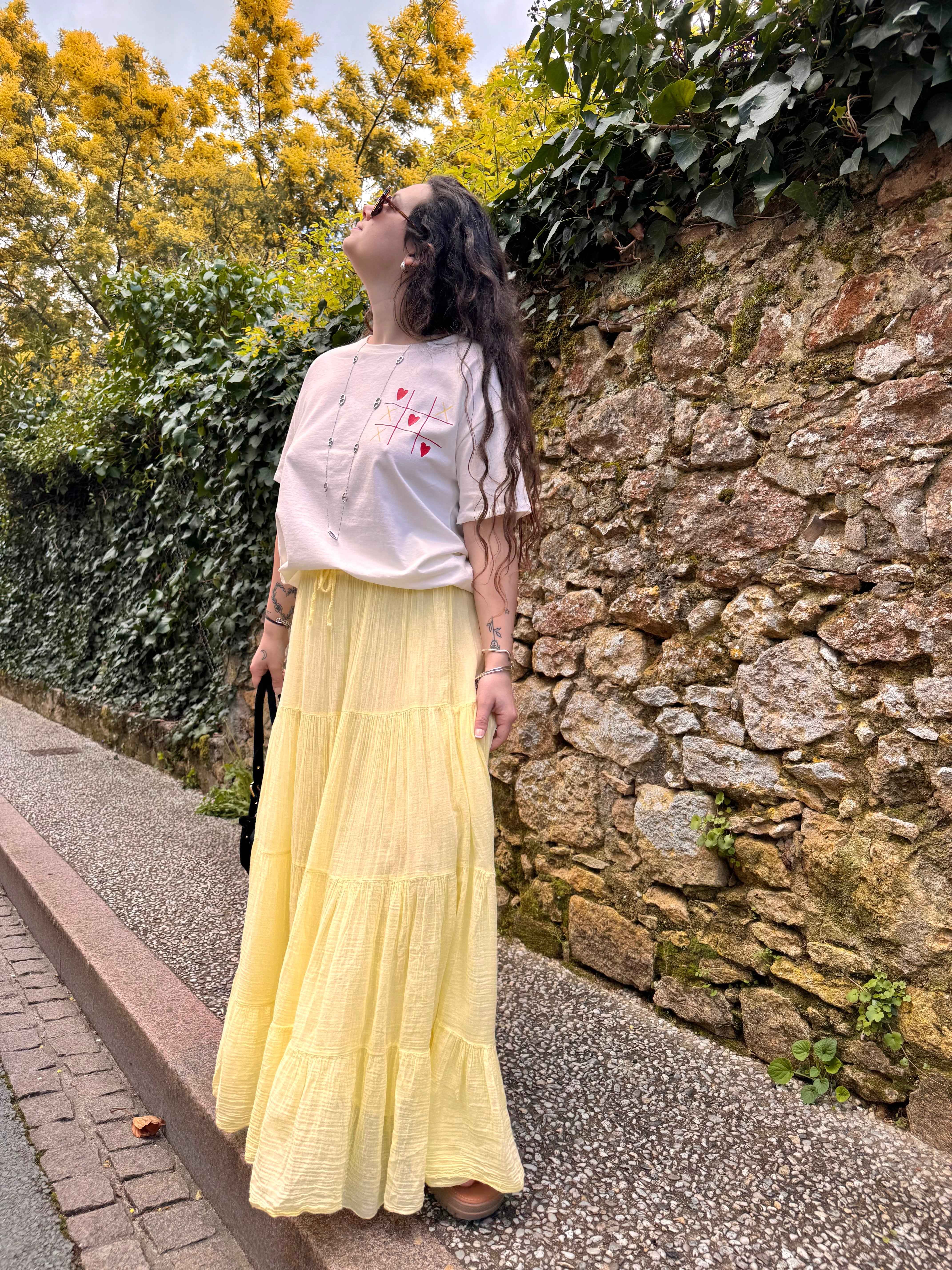 JUPE GAZE DE COTON JAUNE