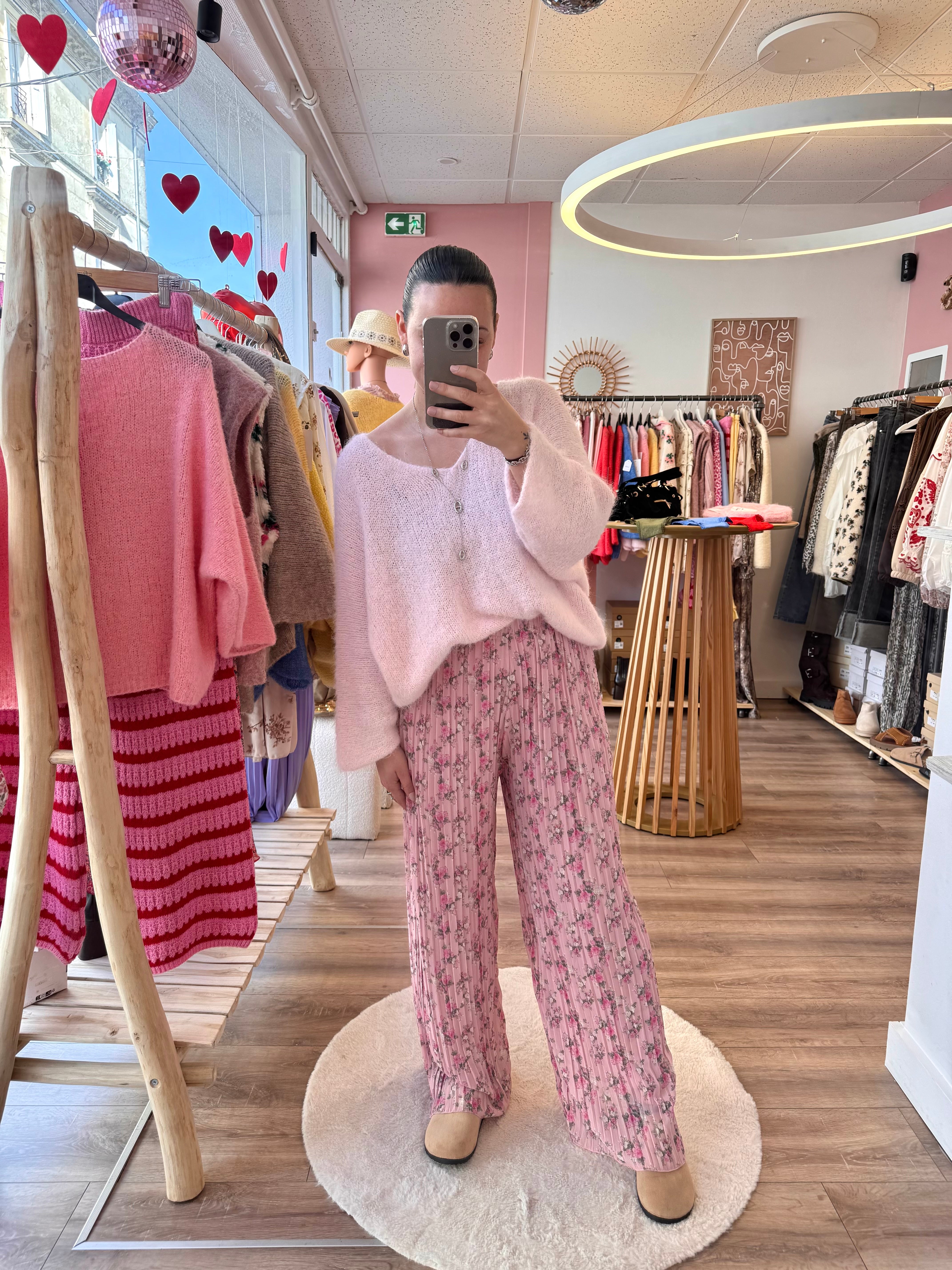 PANTALON LOLA FLEURIE ROSE BONBON
