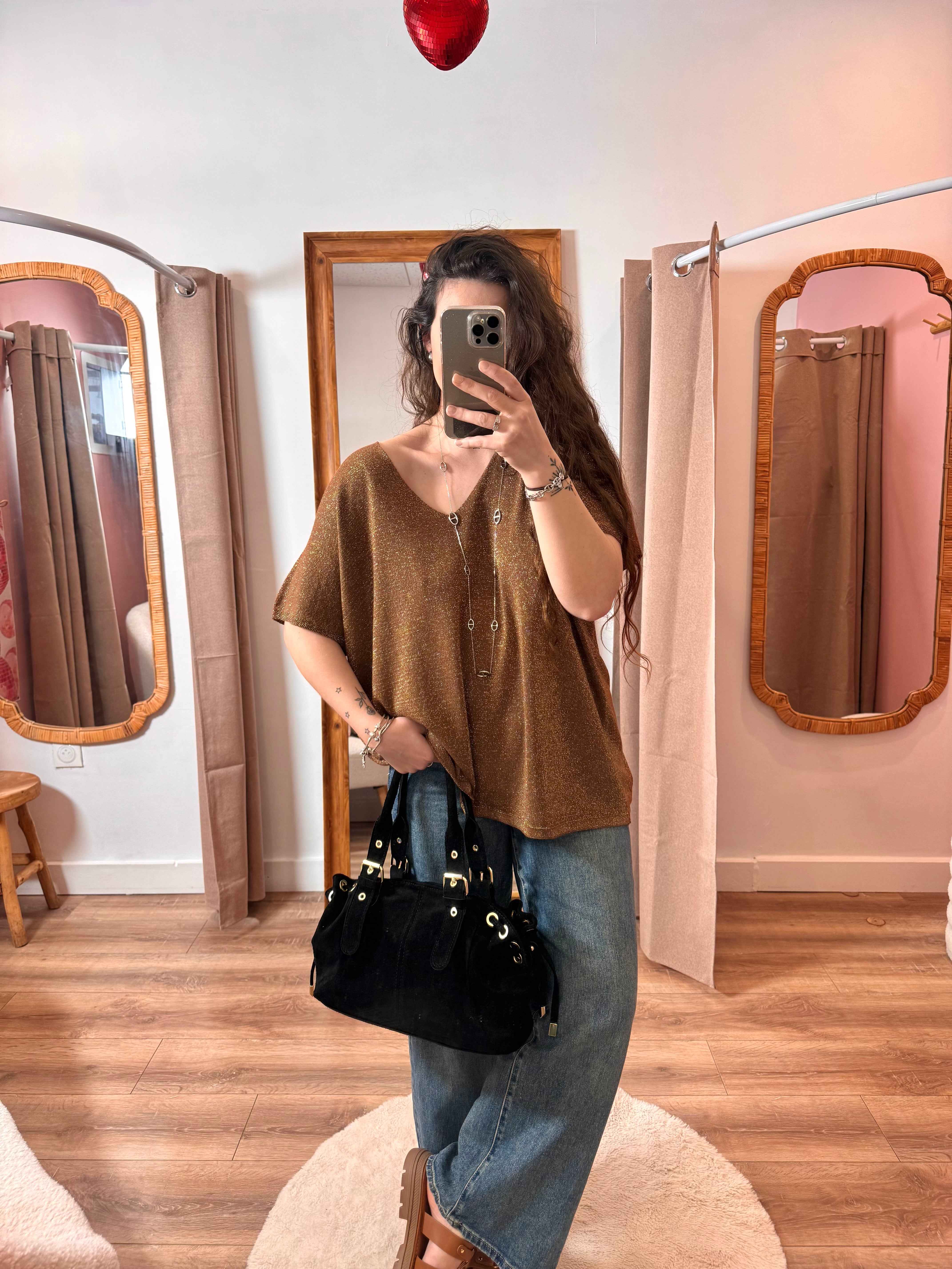 HAUT À PAILLETTES CHOCO
