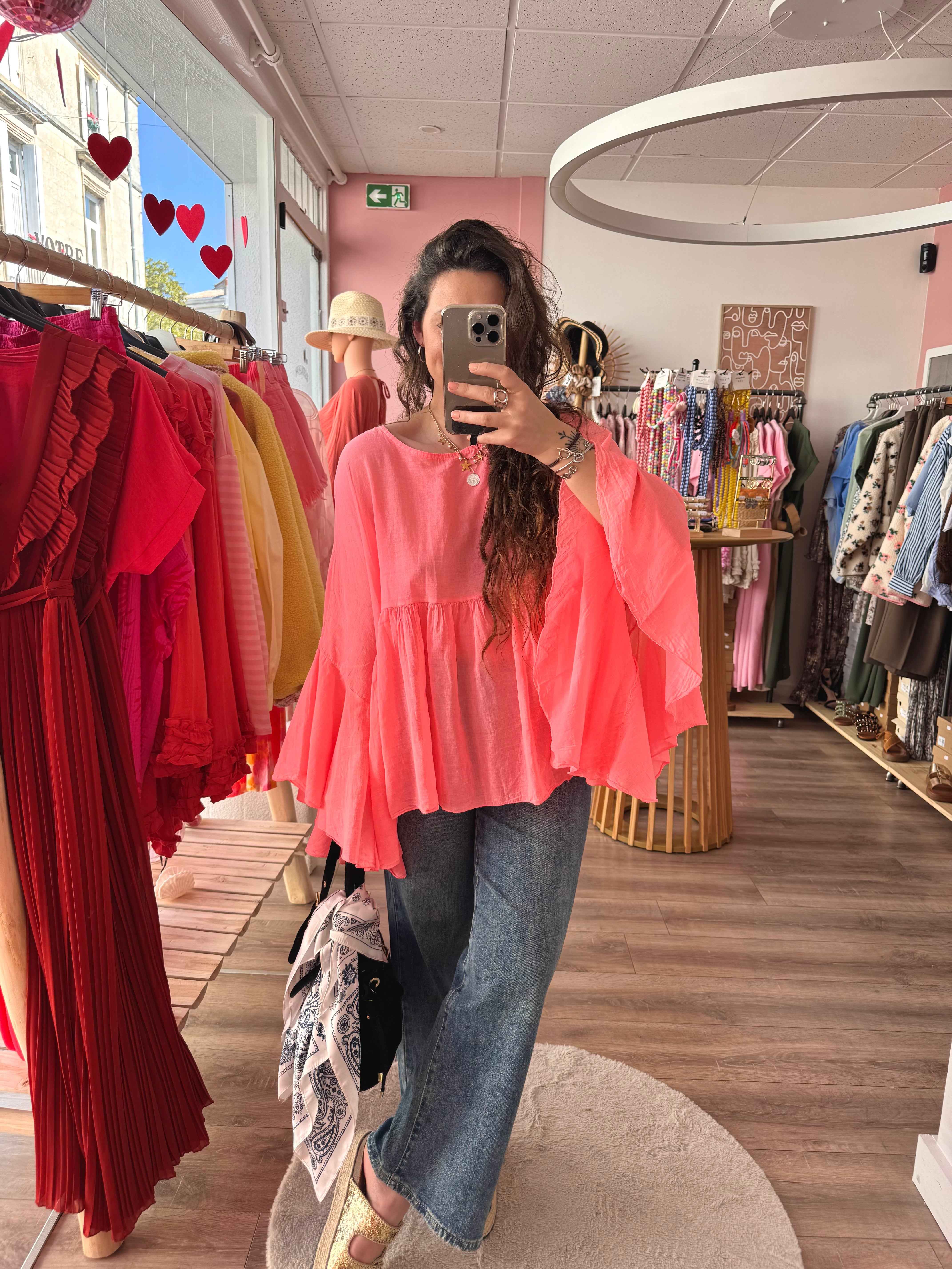 BLOUSE AMPLE CORAIL