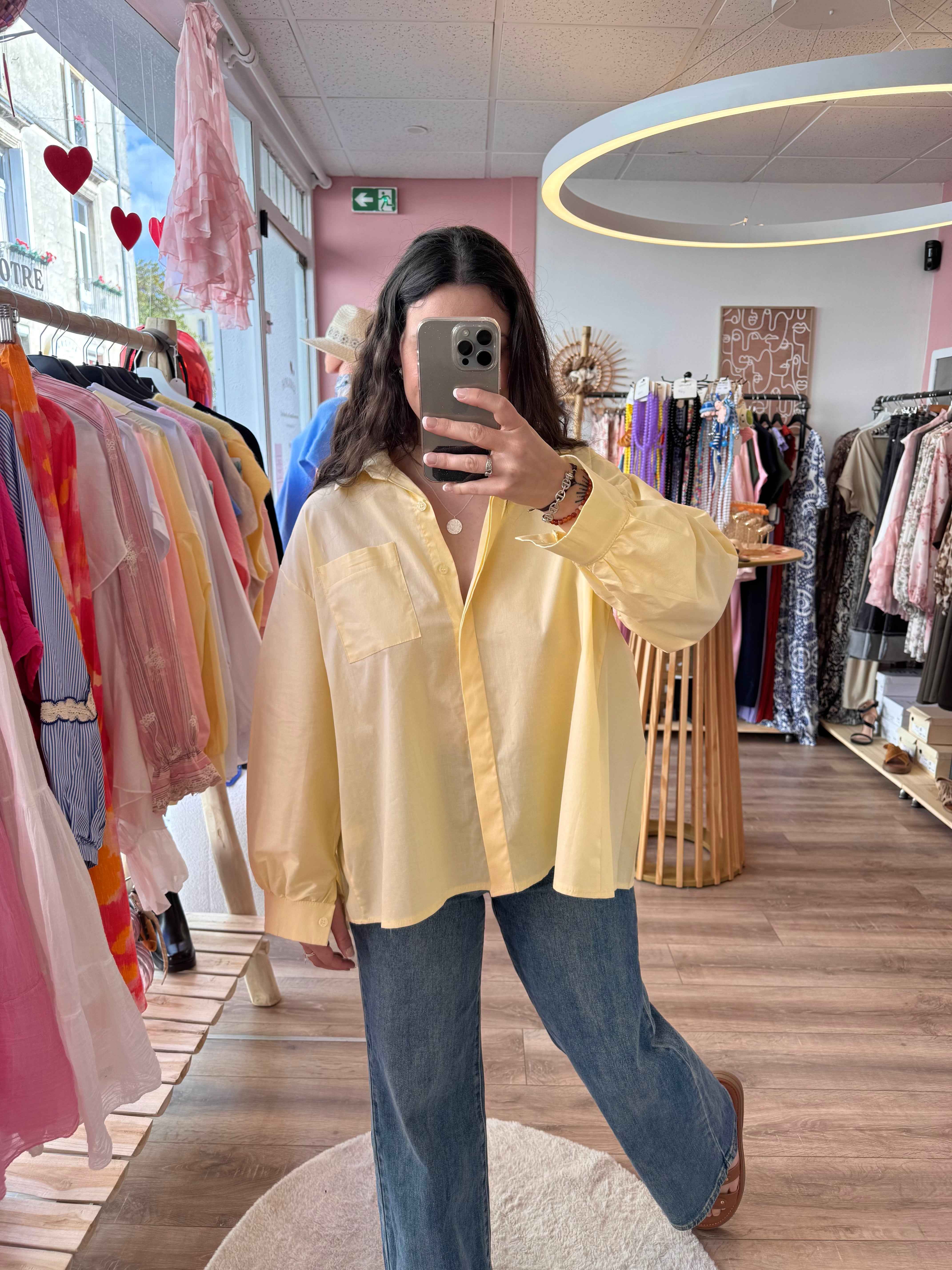 CHEMISE DOS PLISSÉ JAUNE