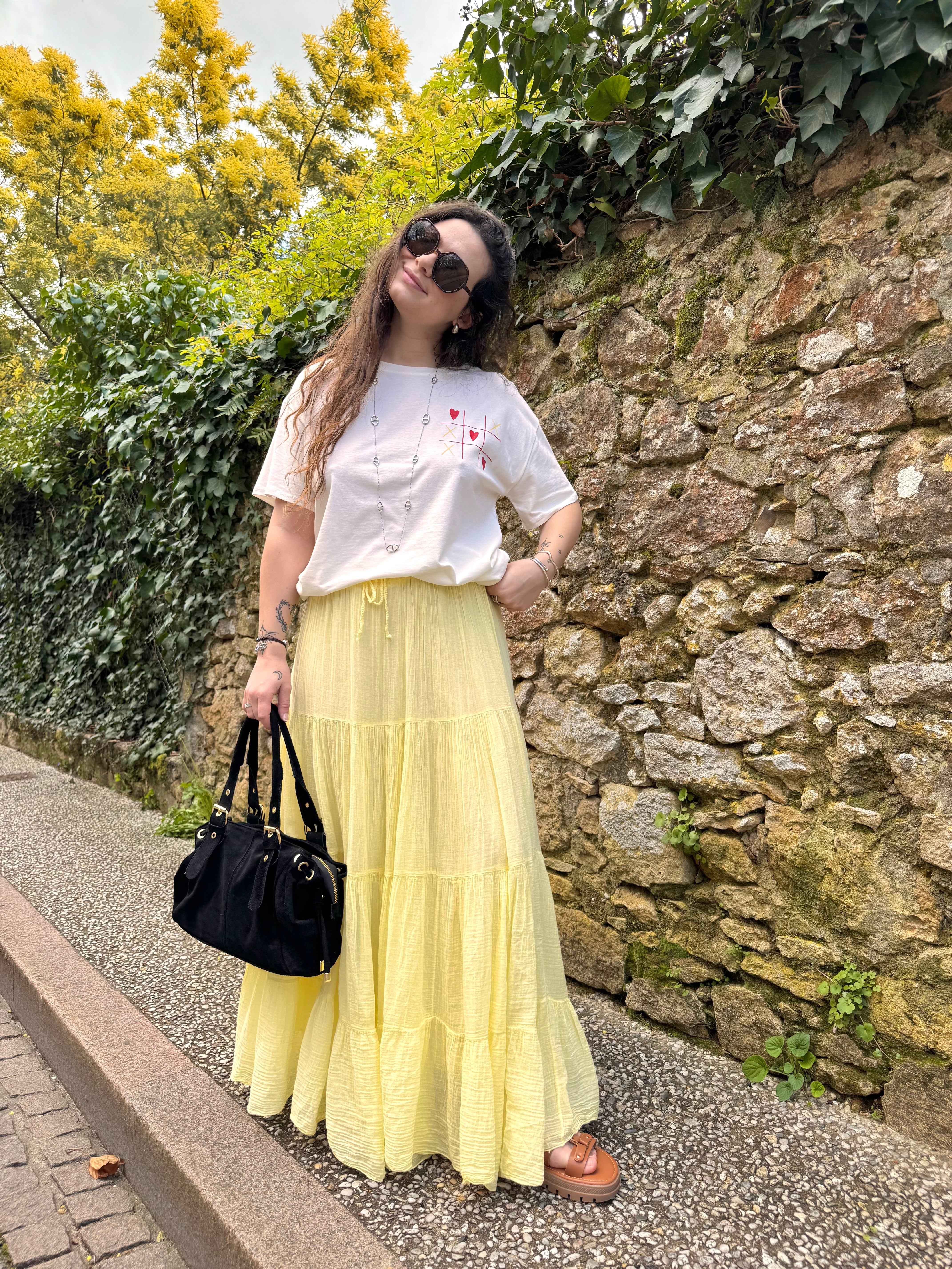 JUPE GAZE DE COTON JAUNE