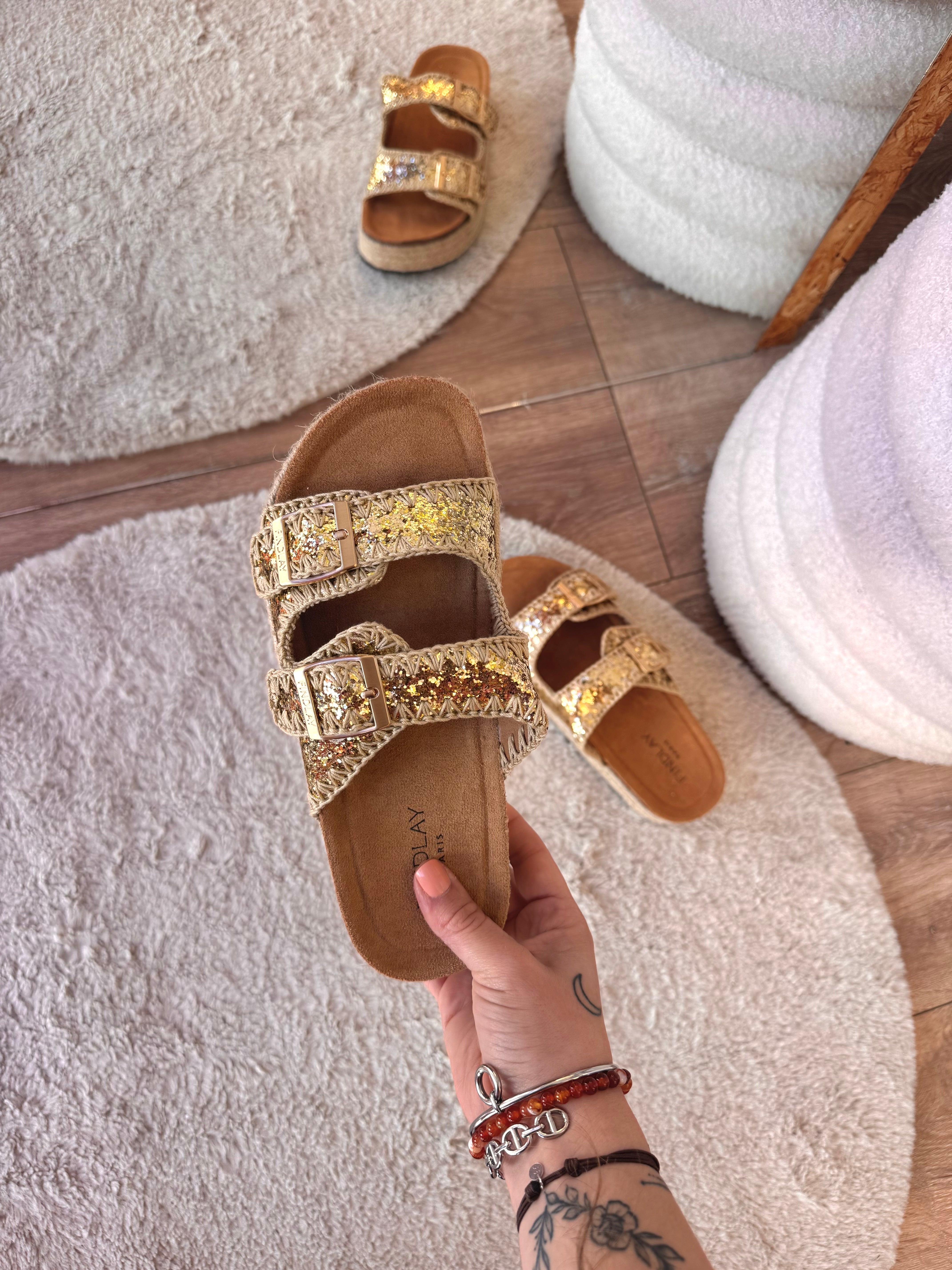 SANDALES PAILLETTES DORÉ