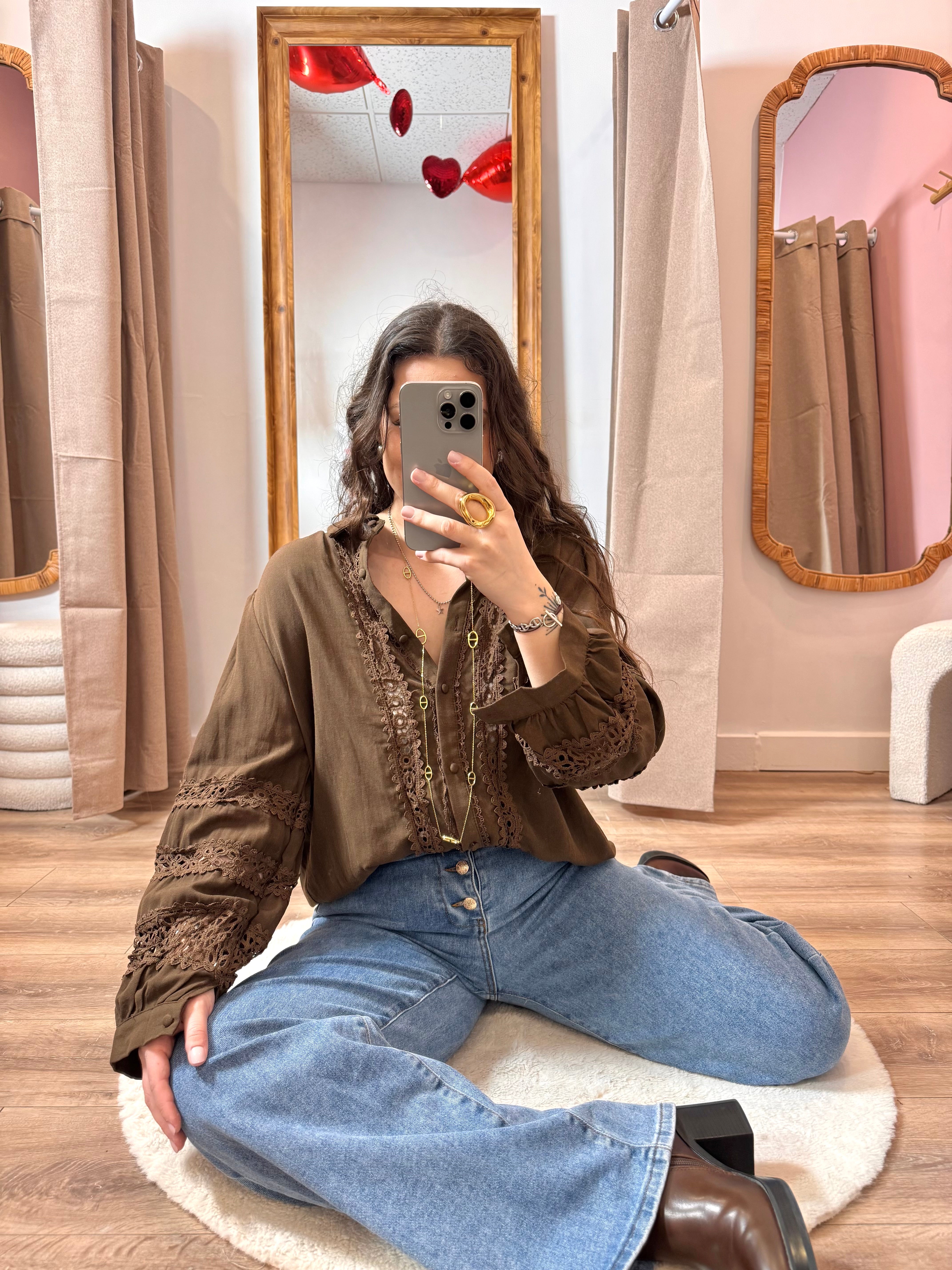 BLOUSE BRODÉE CHOCO