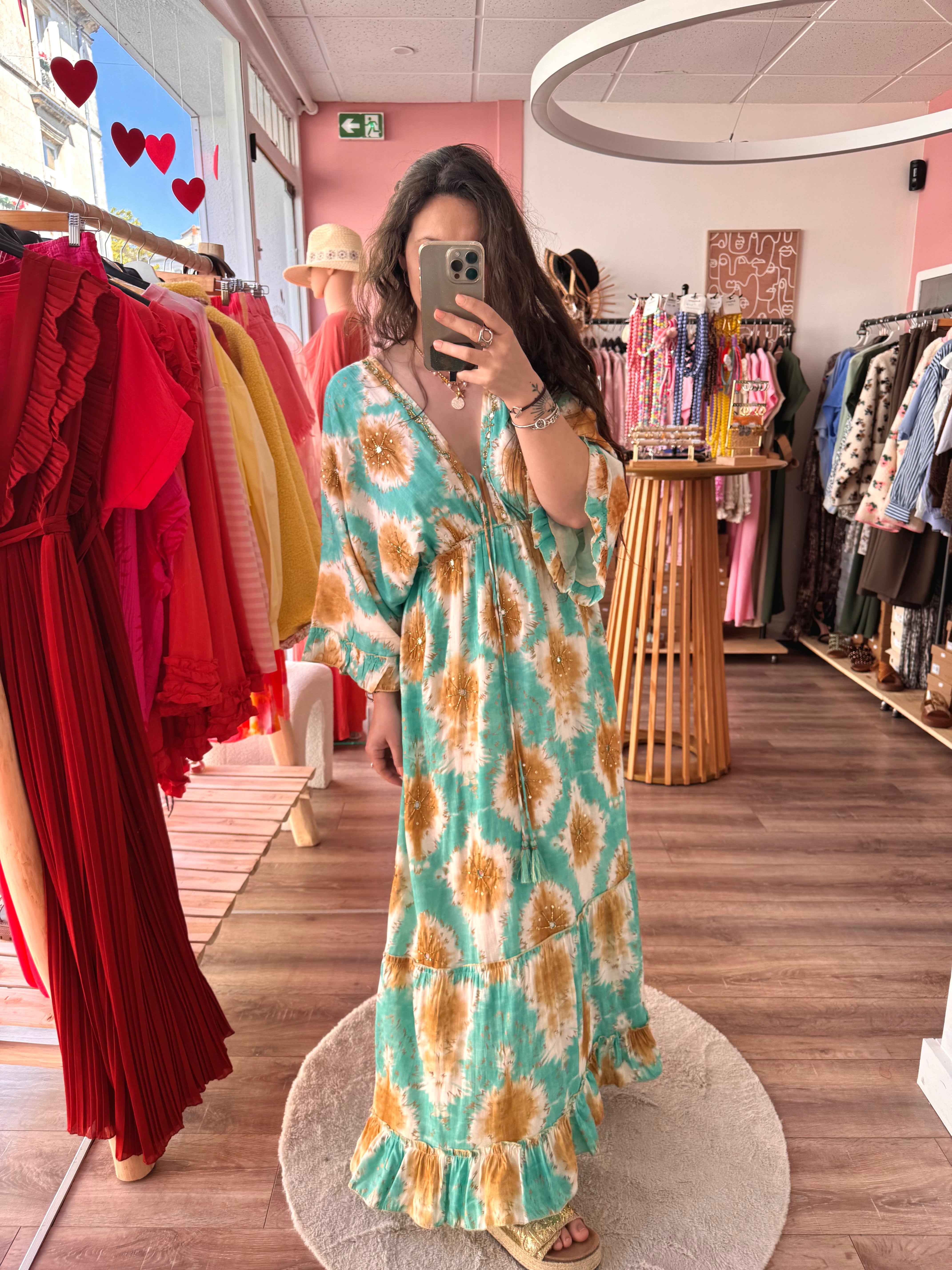 ROBE MIROIR TURQUOISE