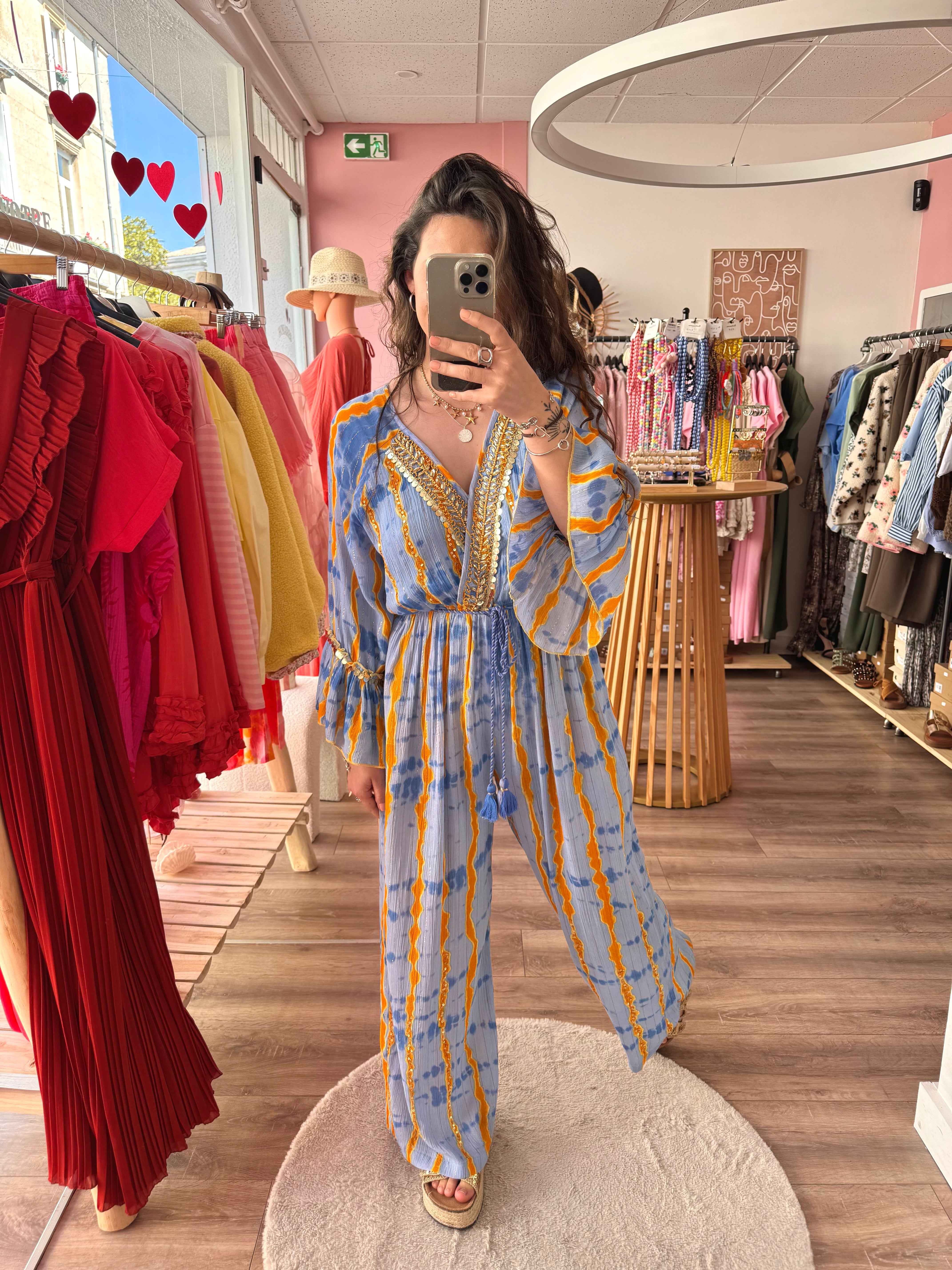 COMBINAISON BOHÈME BLEU PERLA