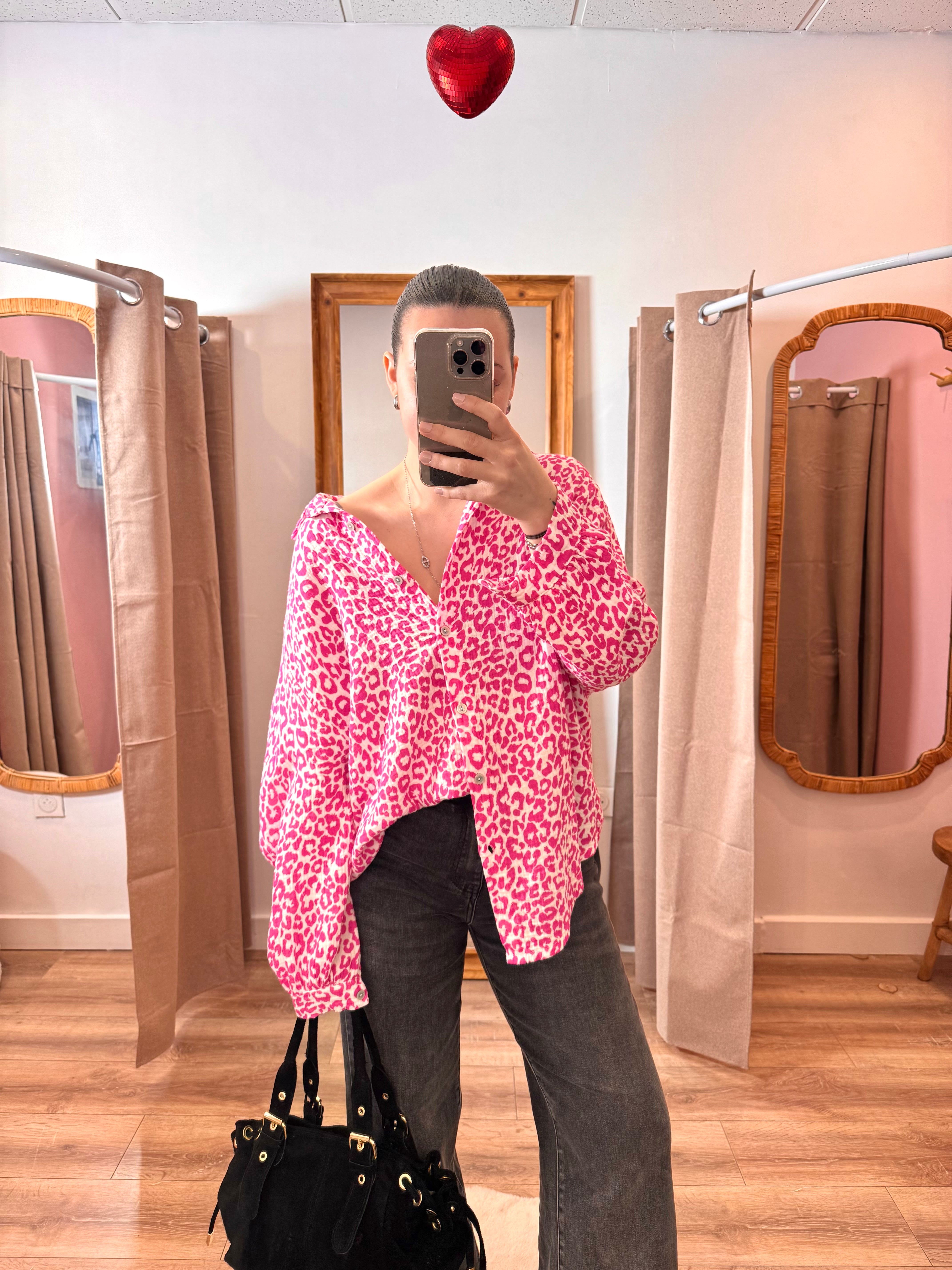 CHEMISE FUSHIA LÉOPARD