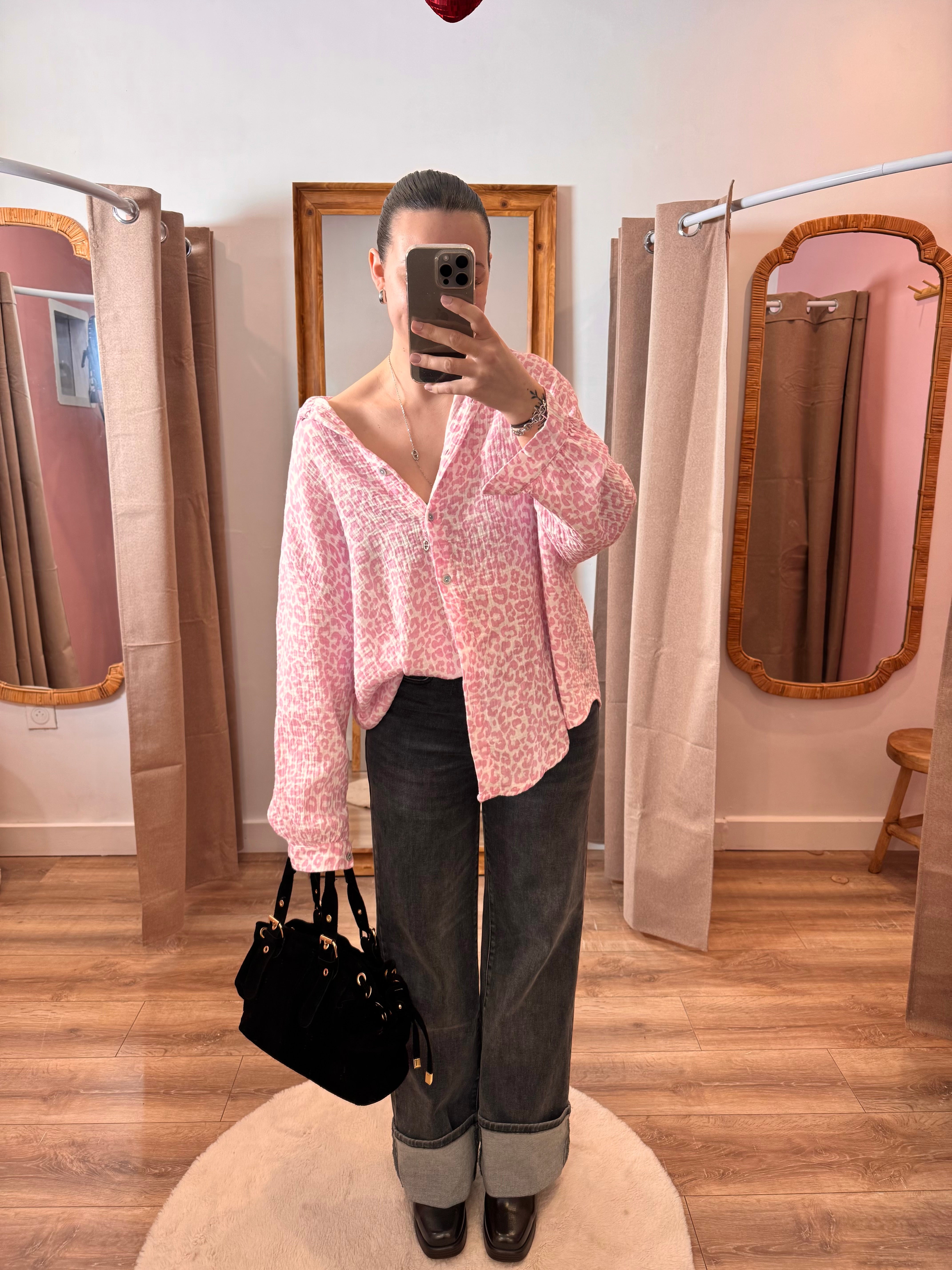 CHEMISE LÉOPARD ROSE