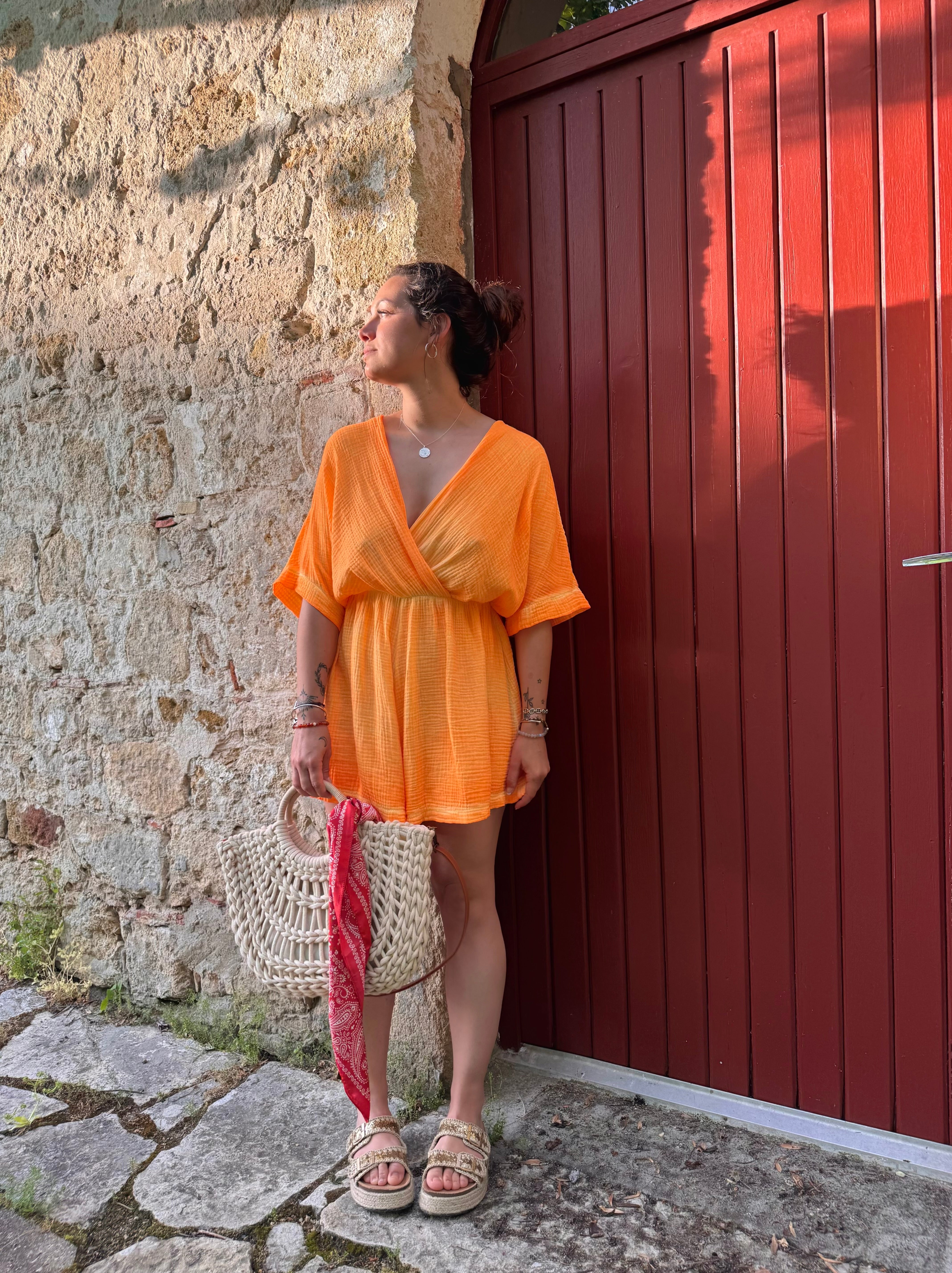 COMBISHORT RAYÉ ORANGE