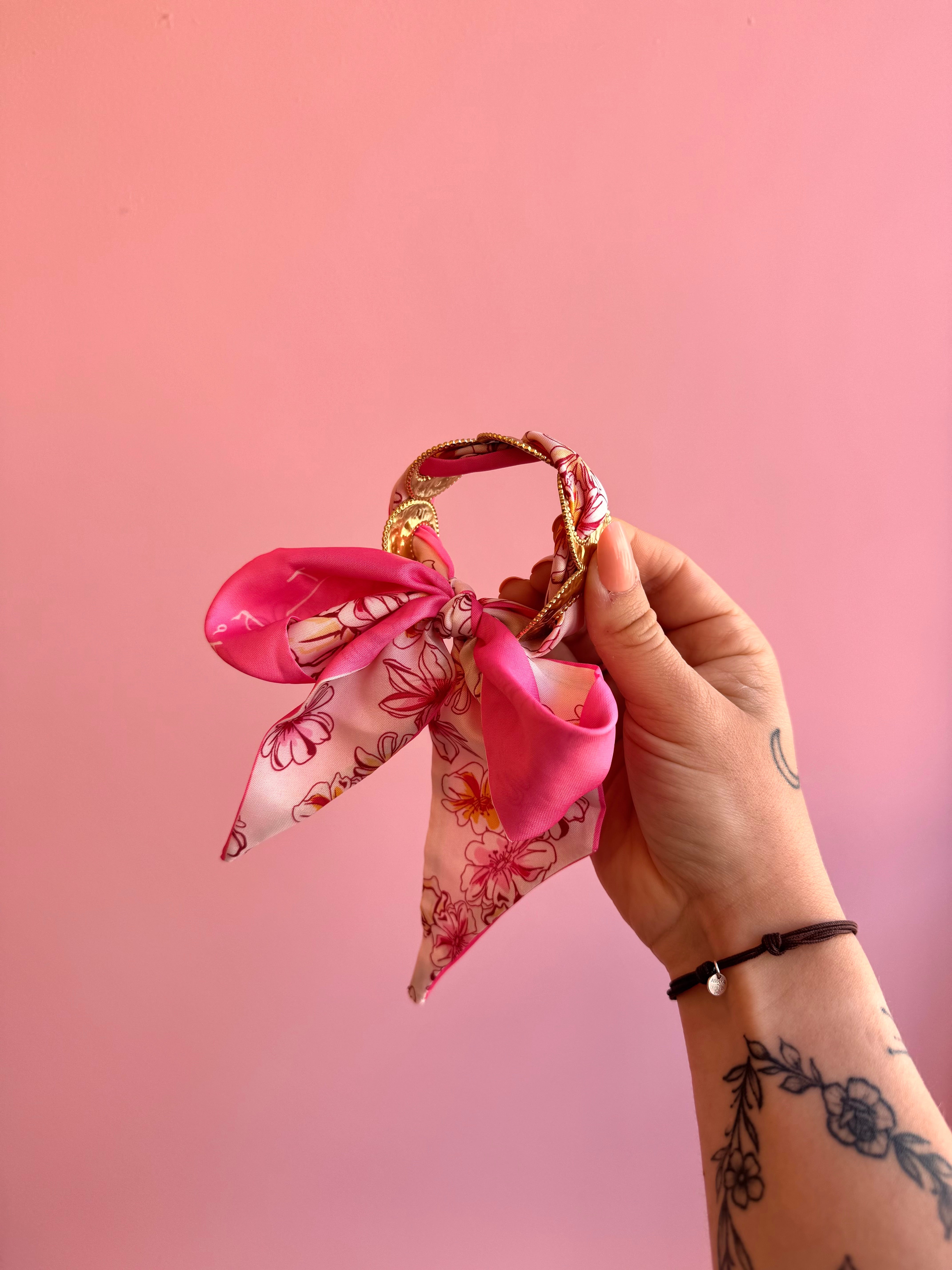 JONC DORÉ FOULARD ROSE