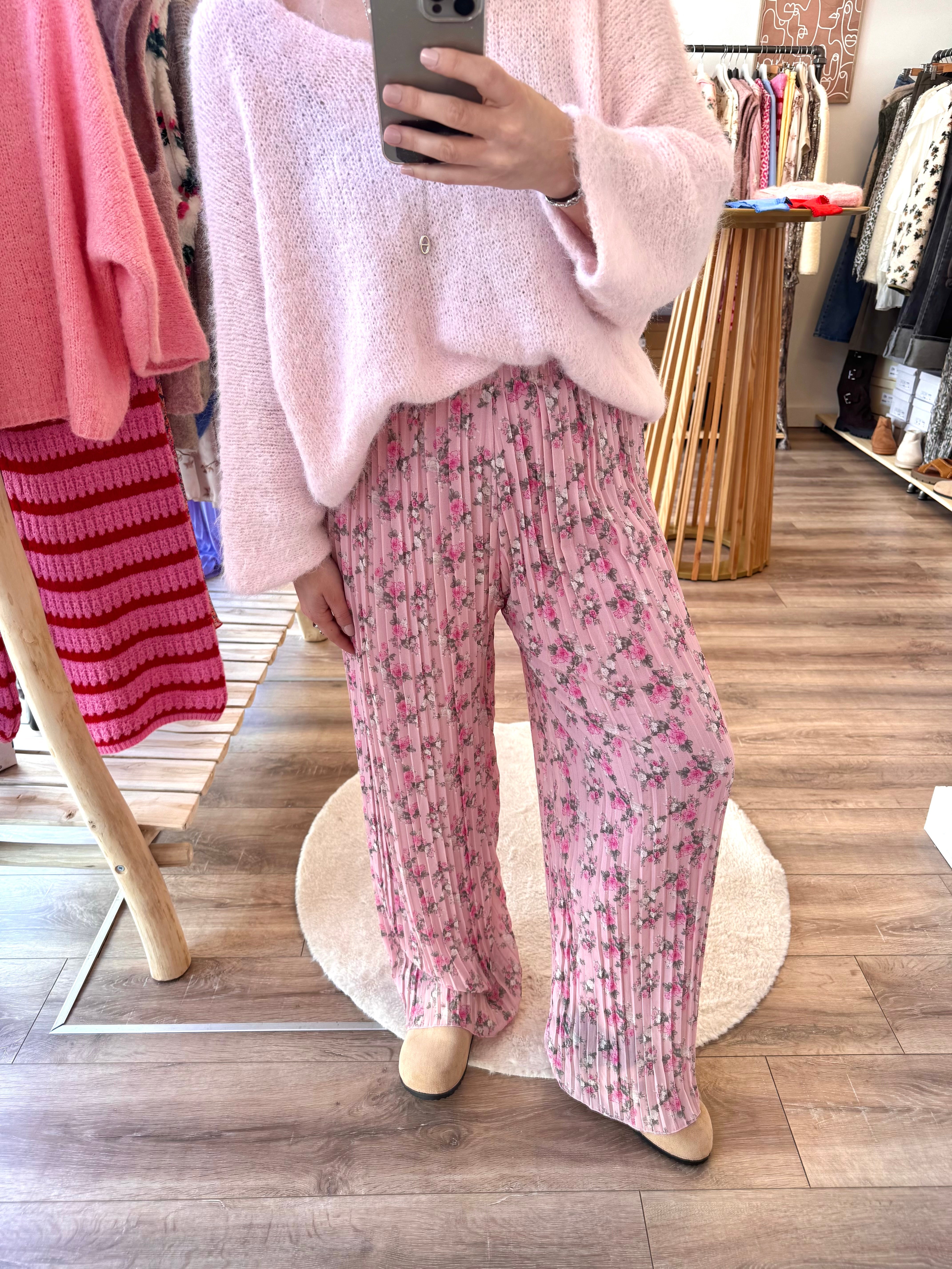 PANTALON LOLA FLEURIE ROSE BONBON