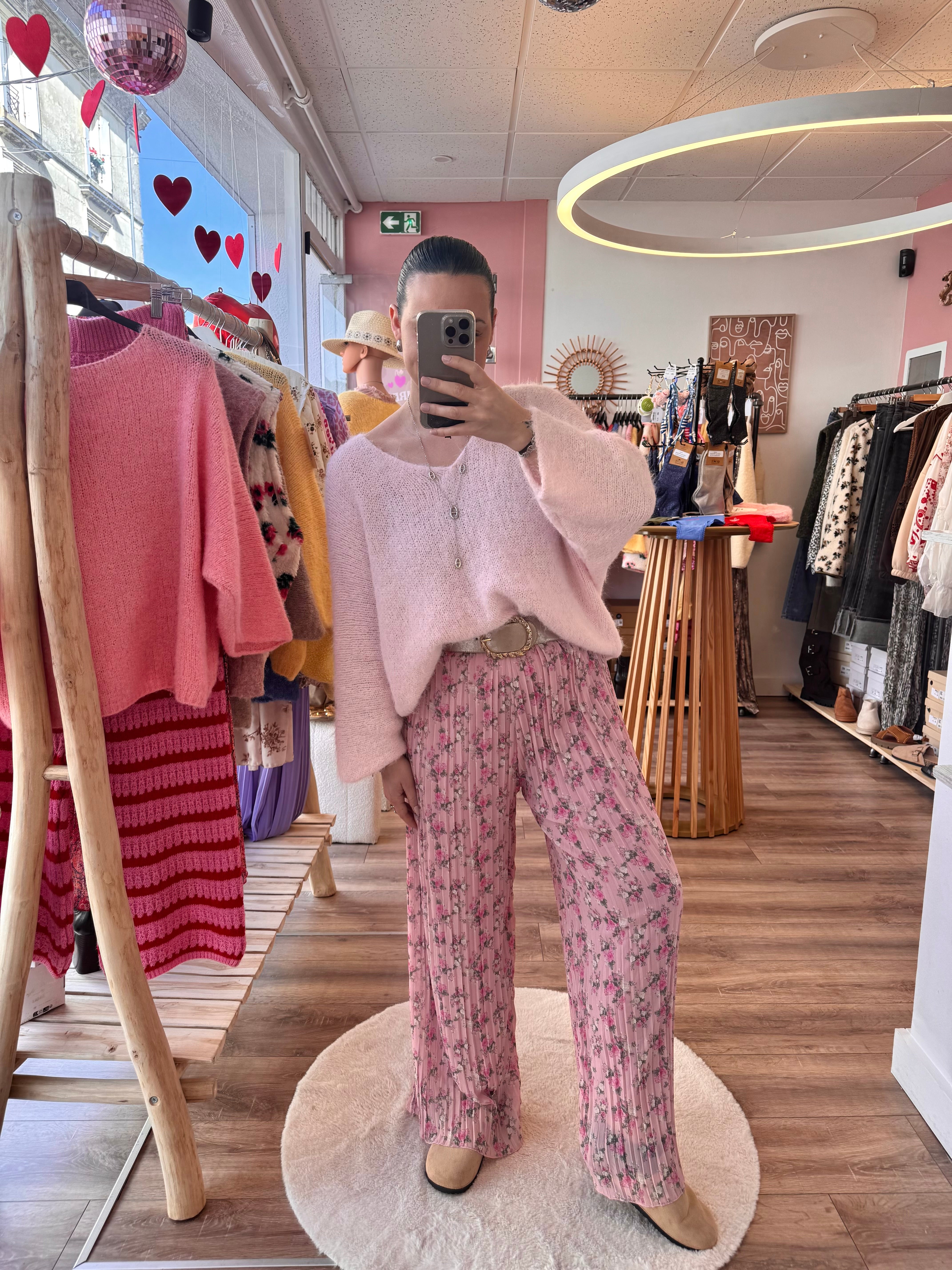 PANTALON LOLA FLEURIE ROSE BONBON