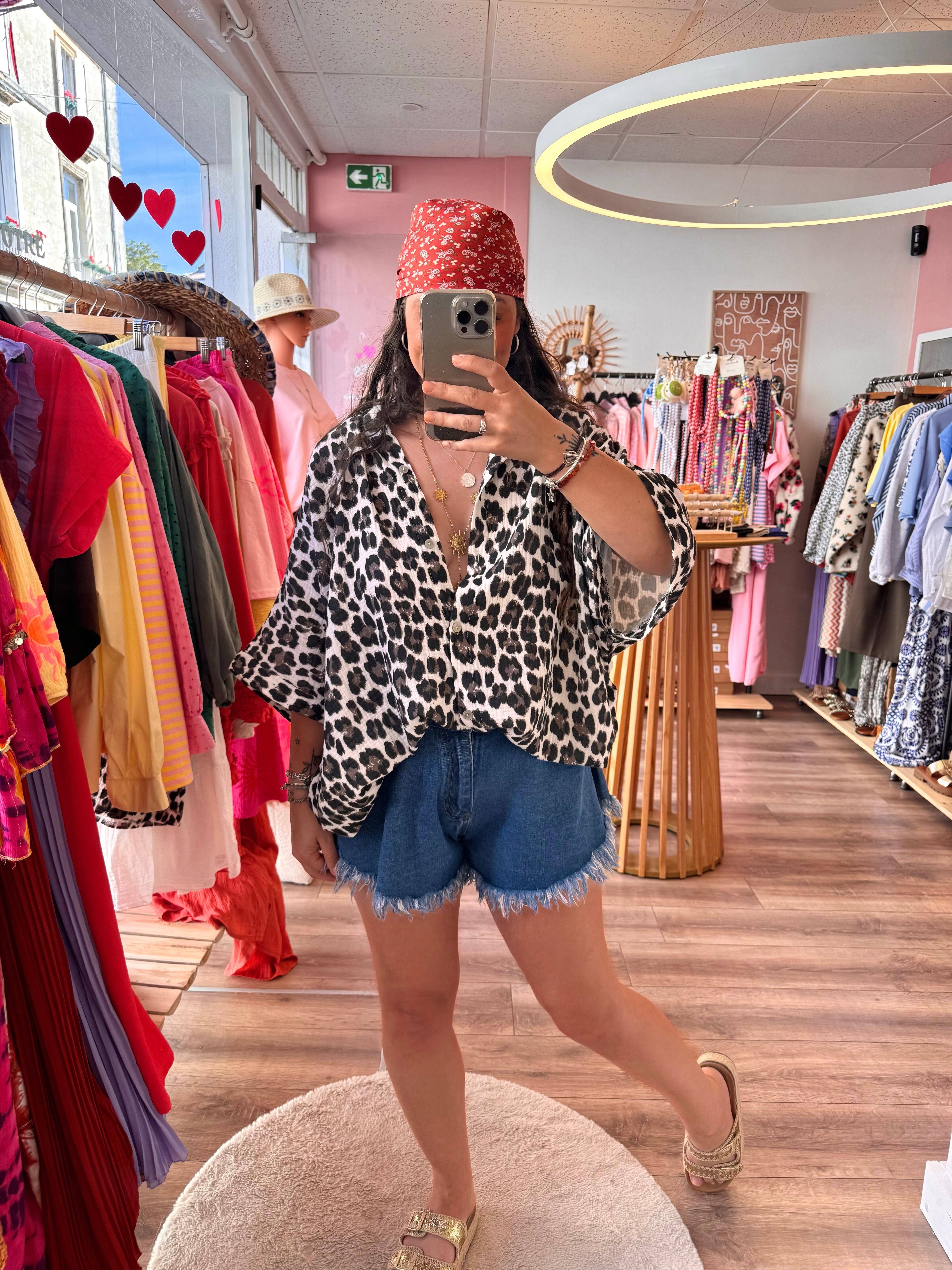 CHEMISE GAZE DE COTON LEOPARD