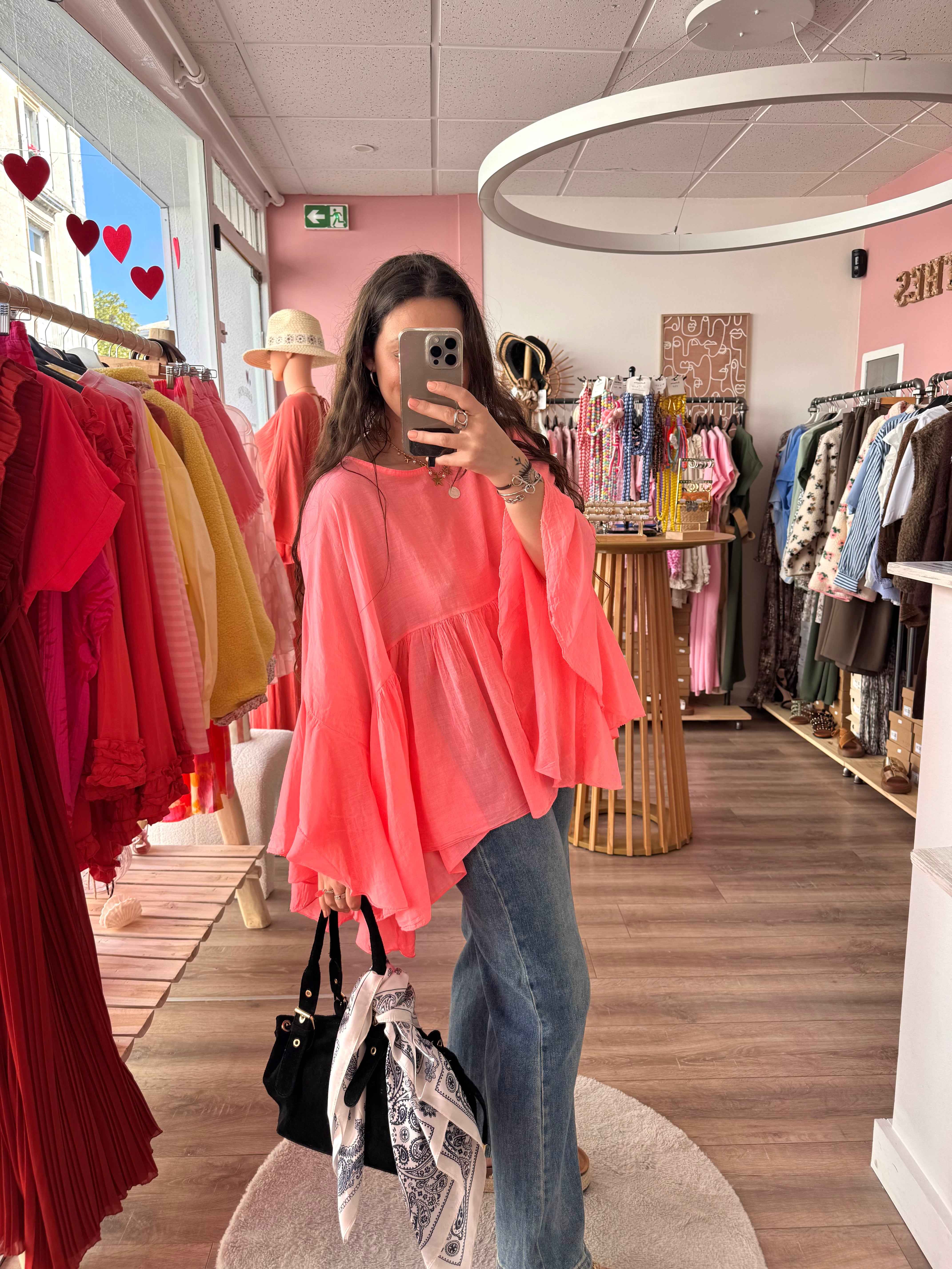 BLOUSE AMPLE CORAIL