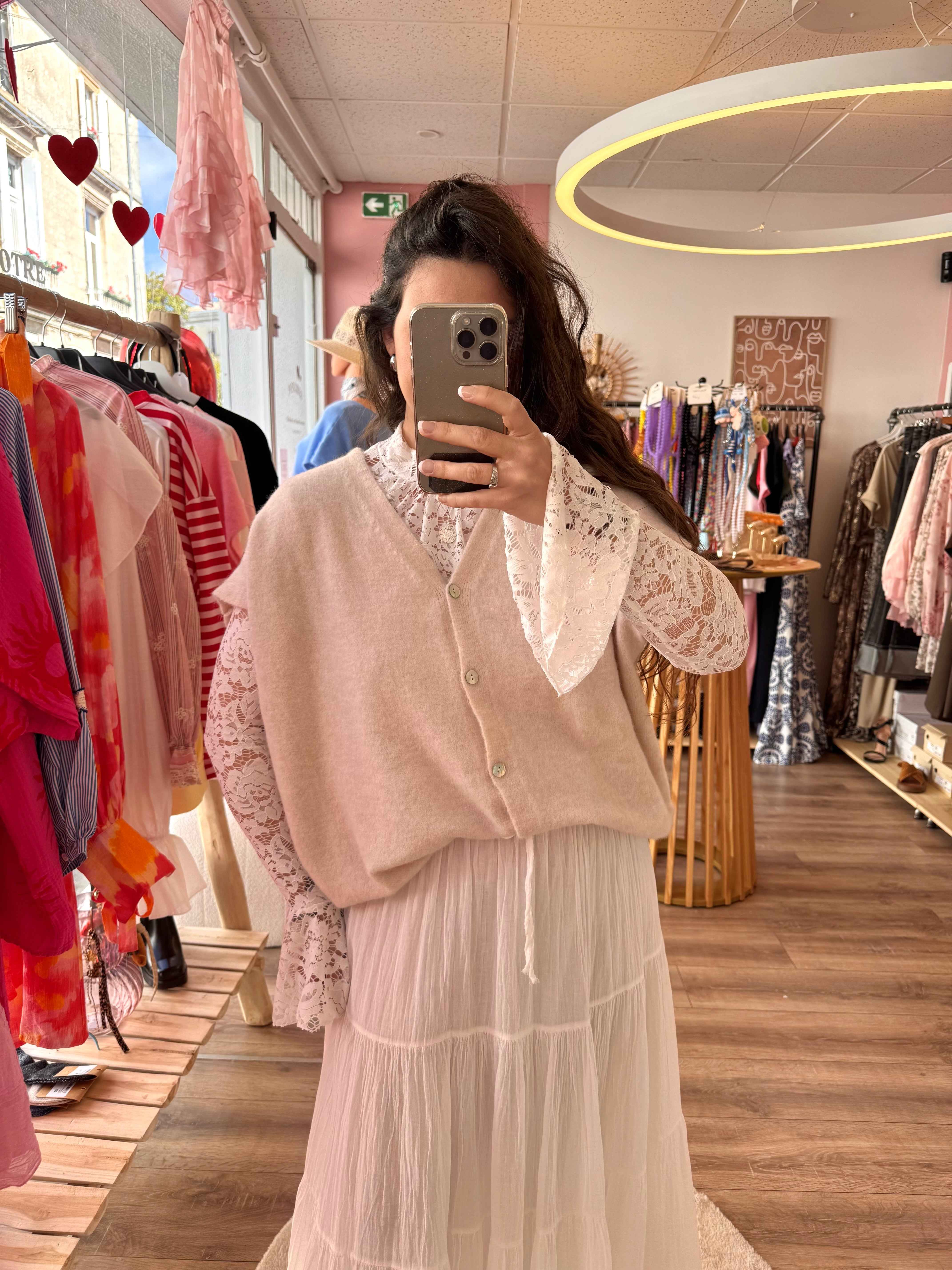 GILET SANS MANCHE BEIGE