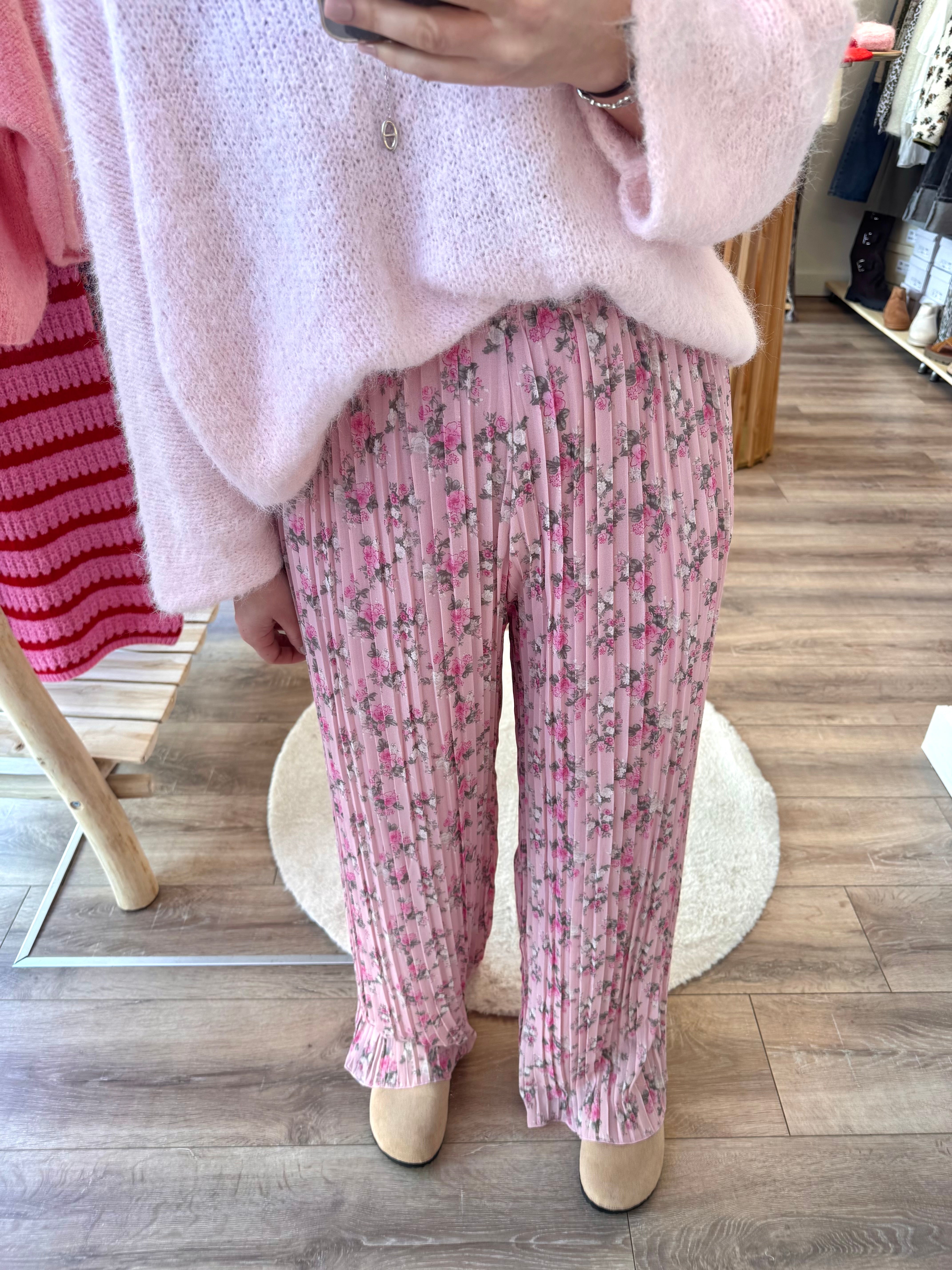PANTALON LOLA FLEURIE ROSE BONBON