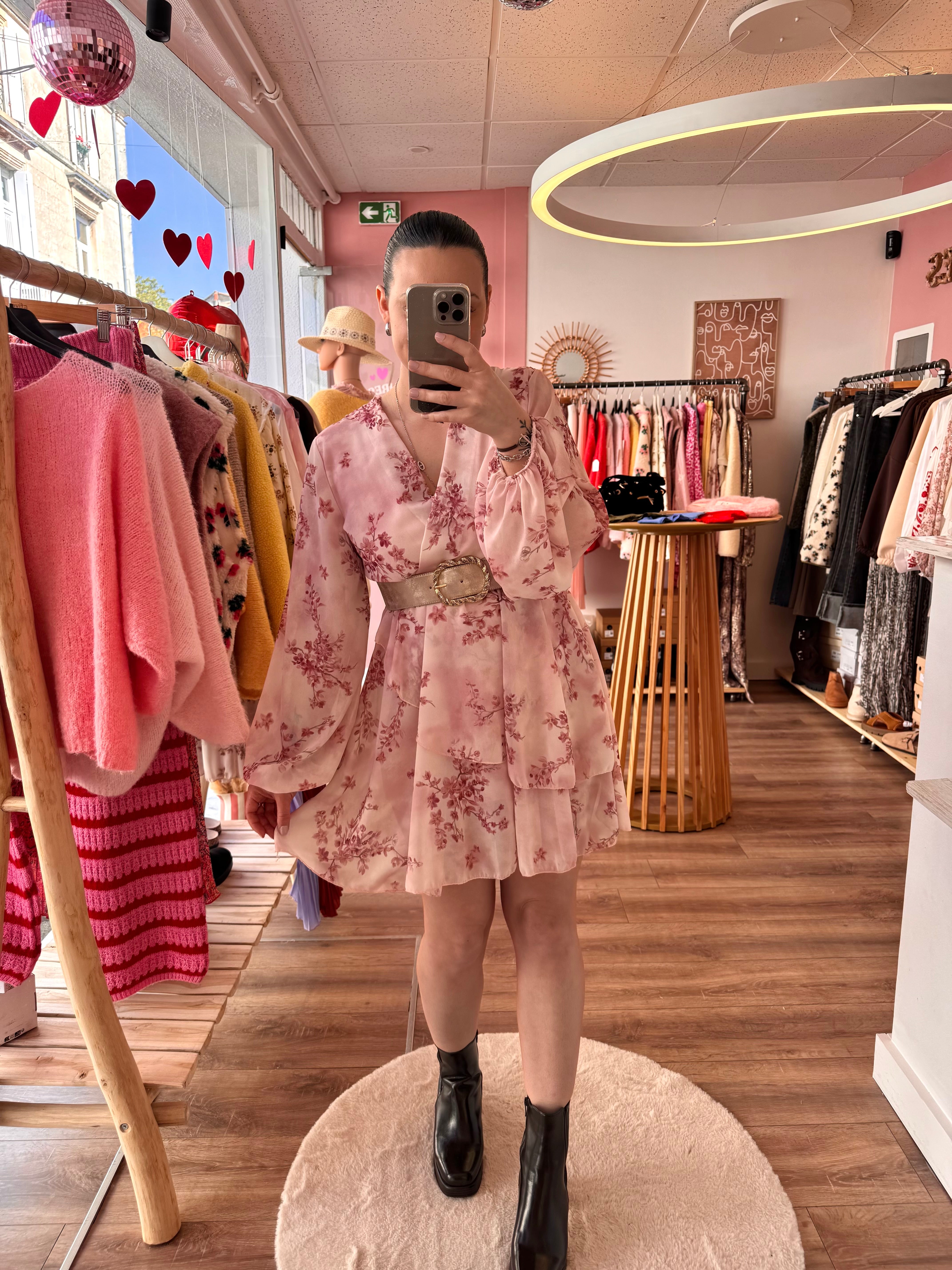 ROBE FLEURIE ROSE