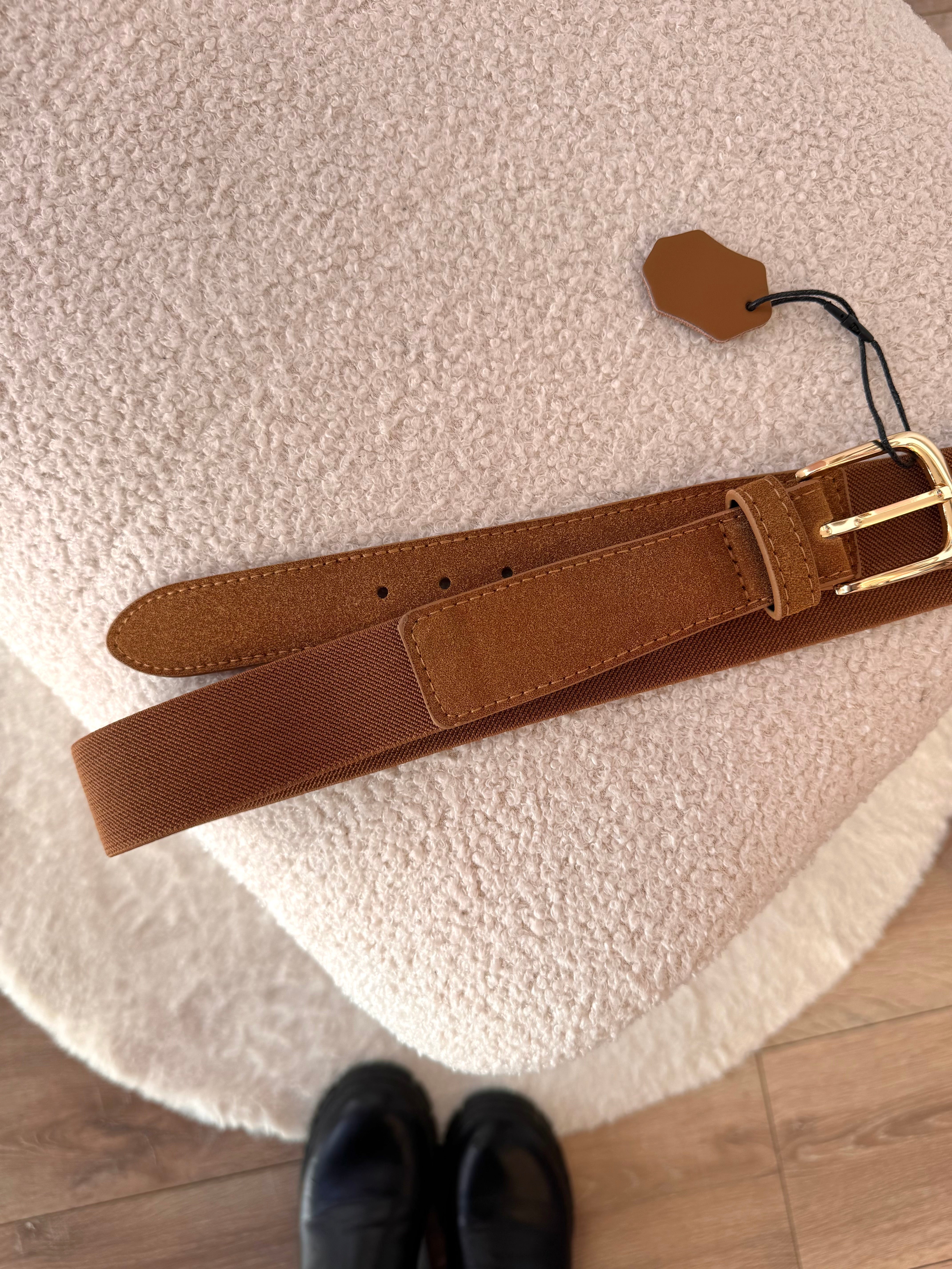 CEINTURE 50% CUIR CAMEL