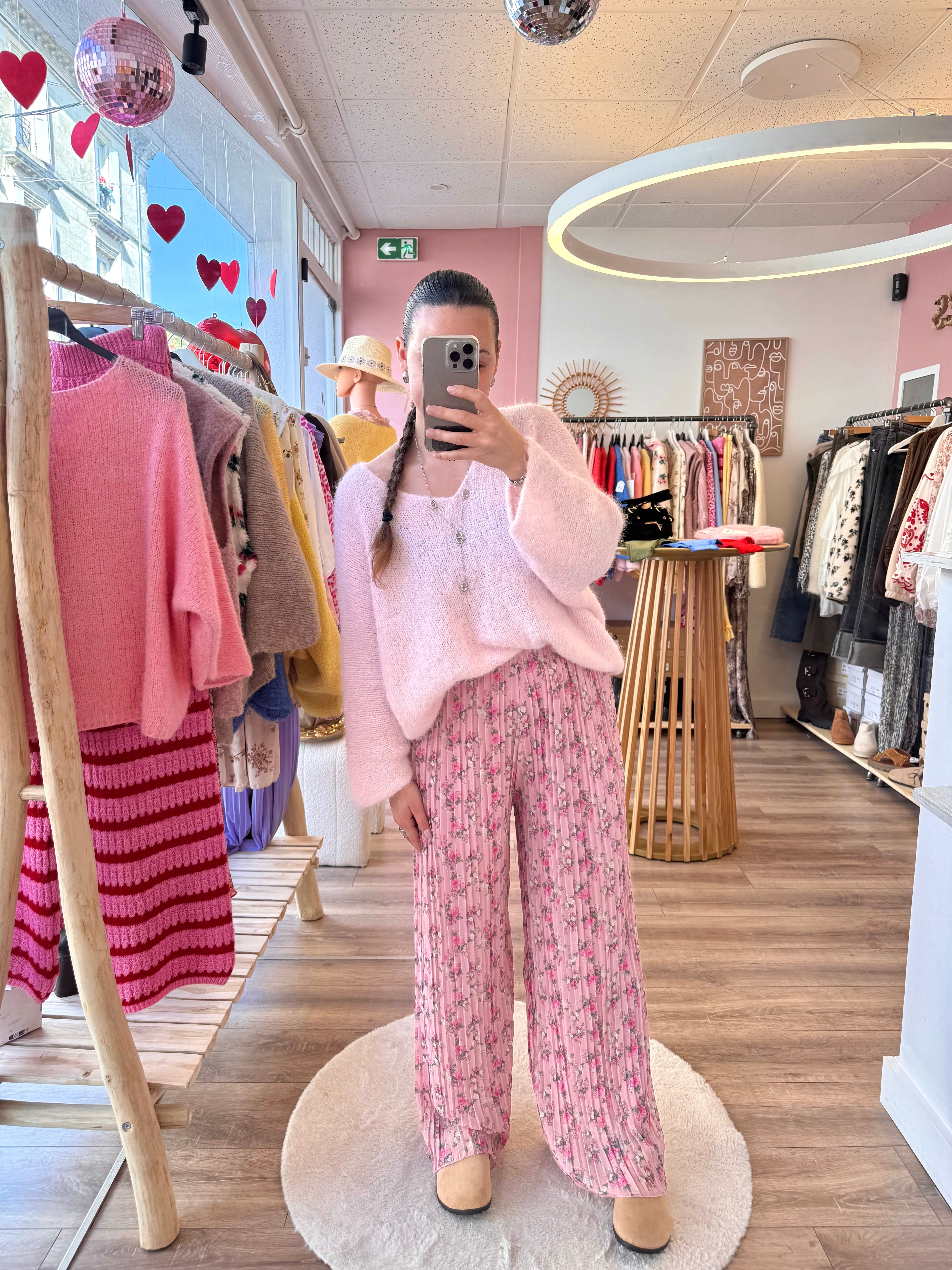 PANTALON LOLA FLEURIE ROSE BONBON