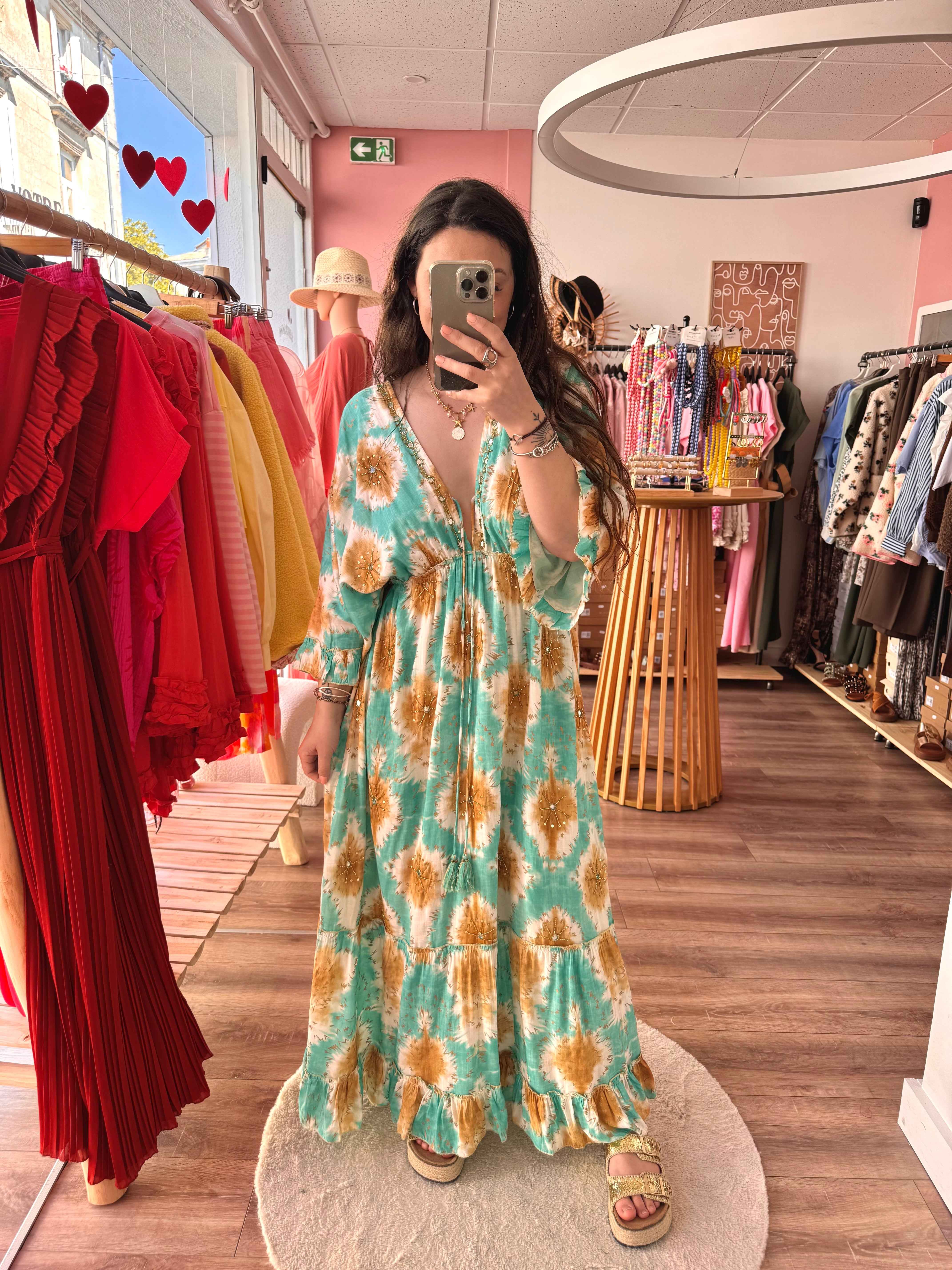 ROBE MIROIR TURQUOISE