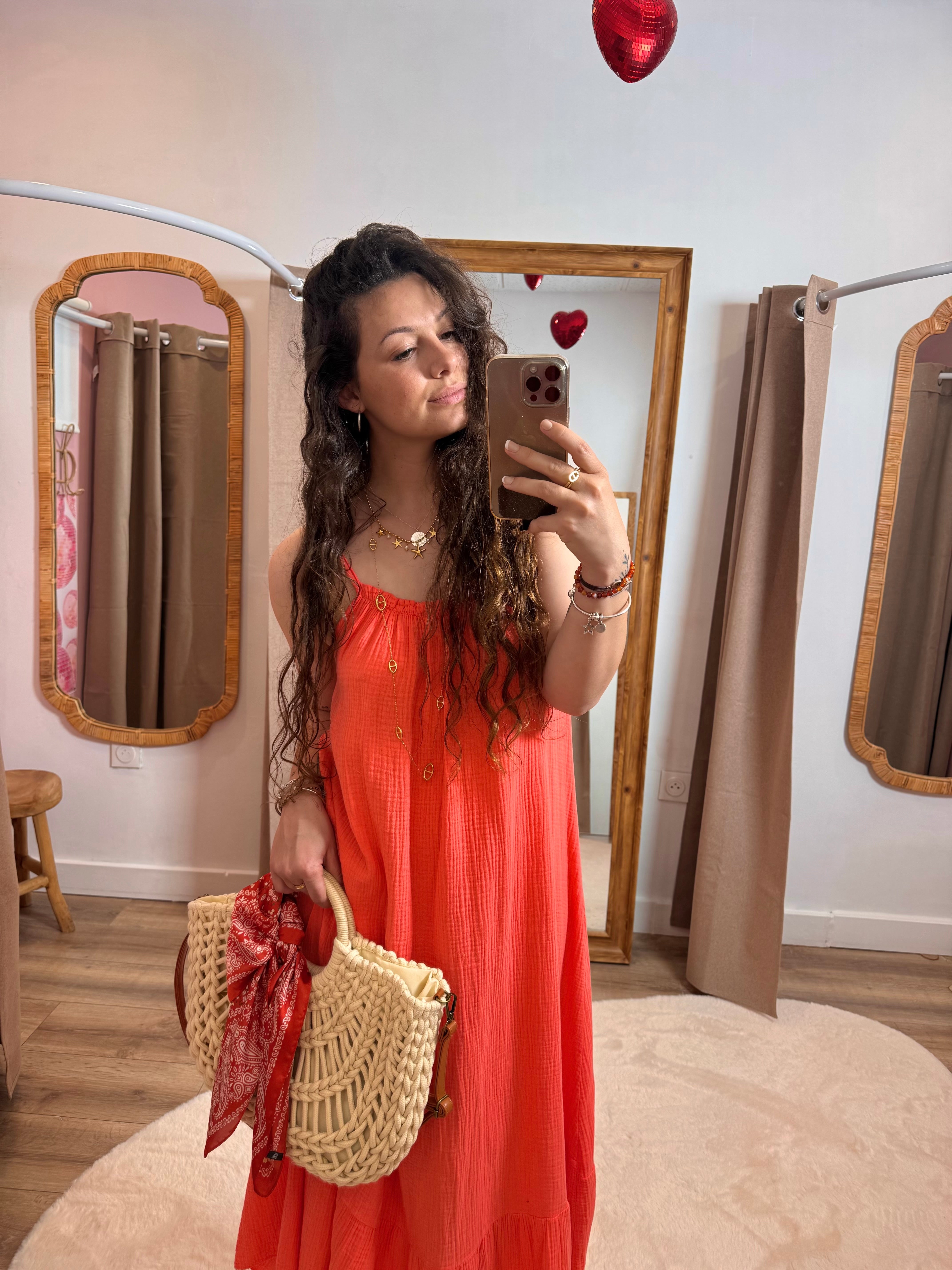 ROBE GAZE DE COTON CORAIL