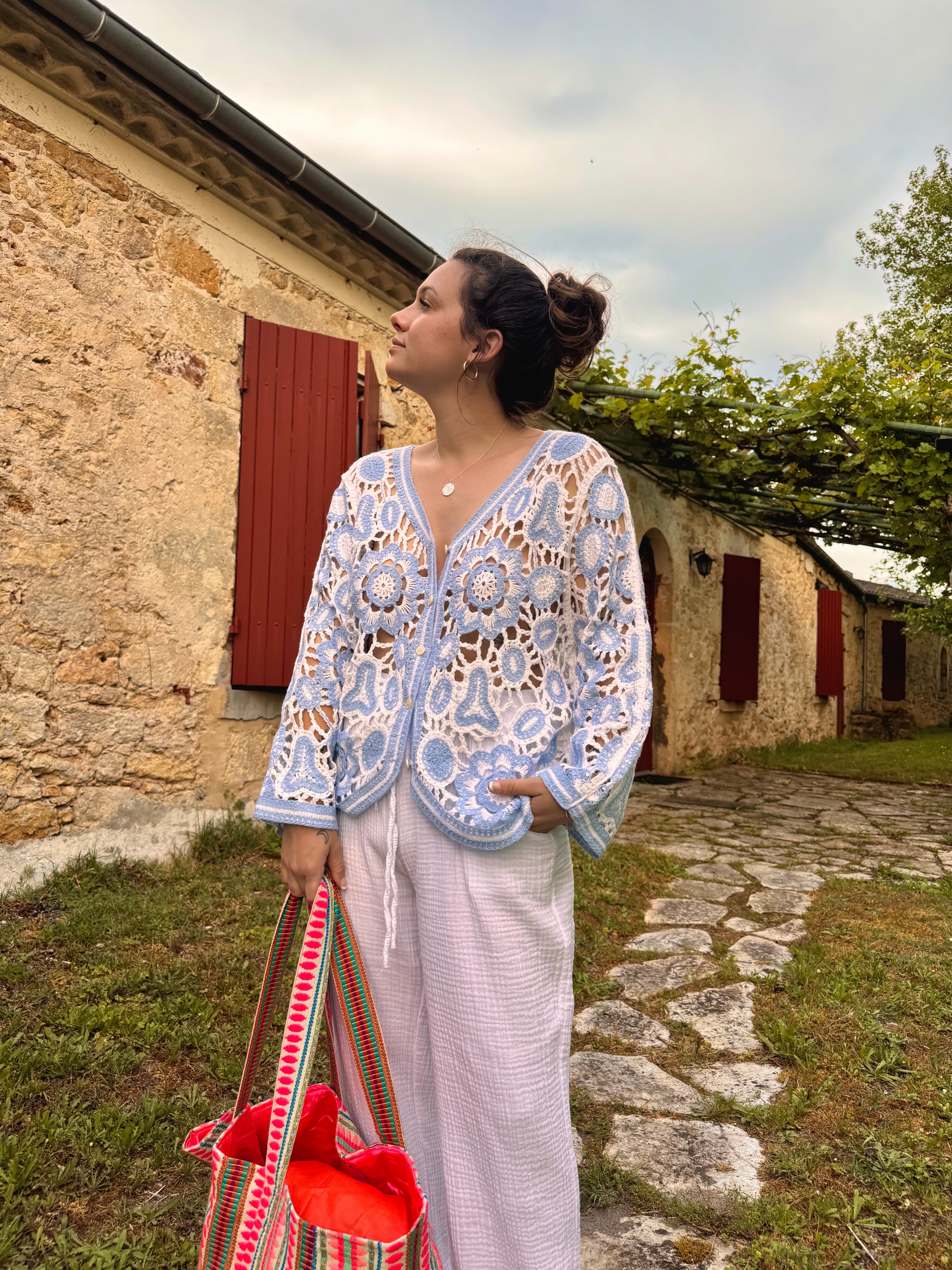 HAUT CROCHET BLEU