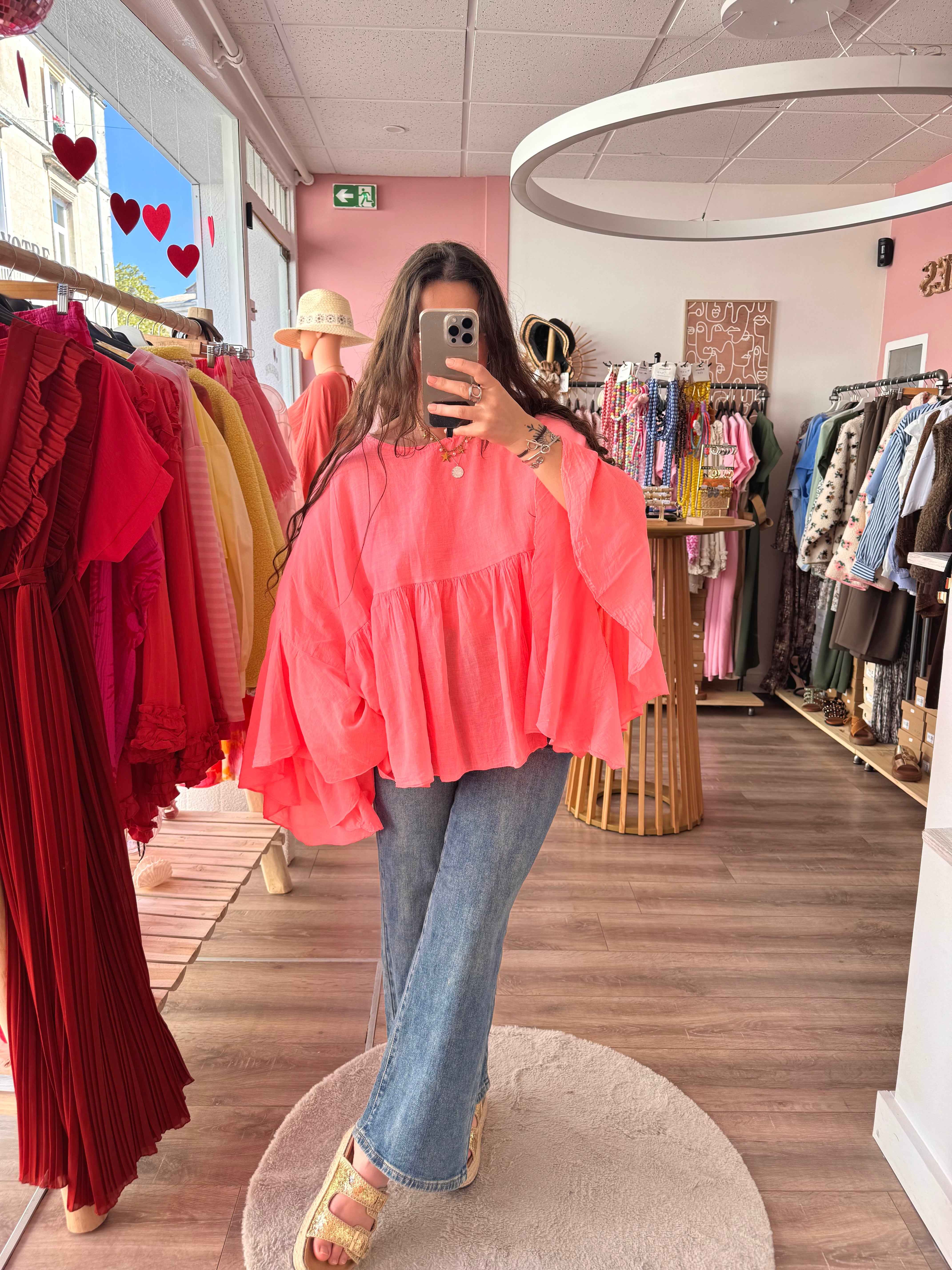 BLOUSE AMPLE CORAIL