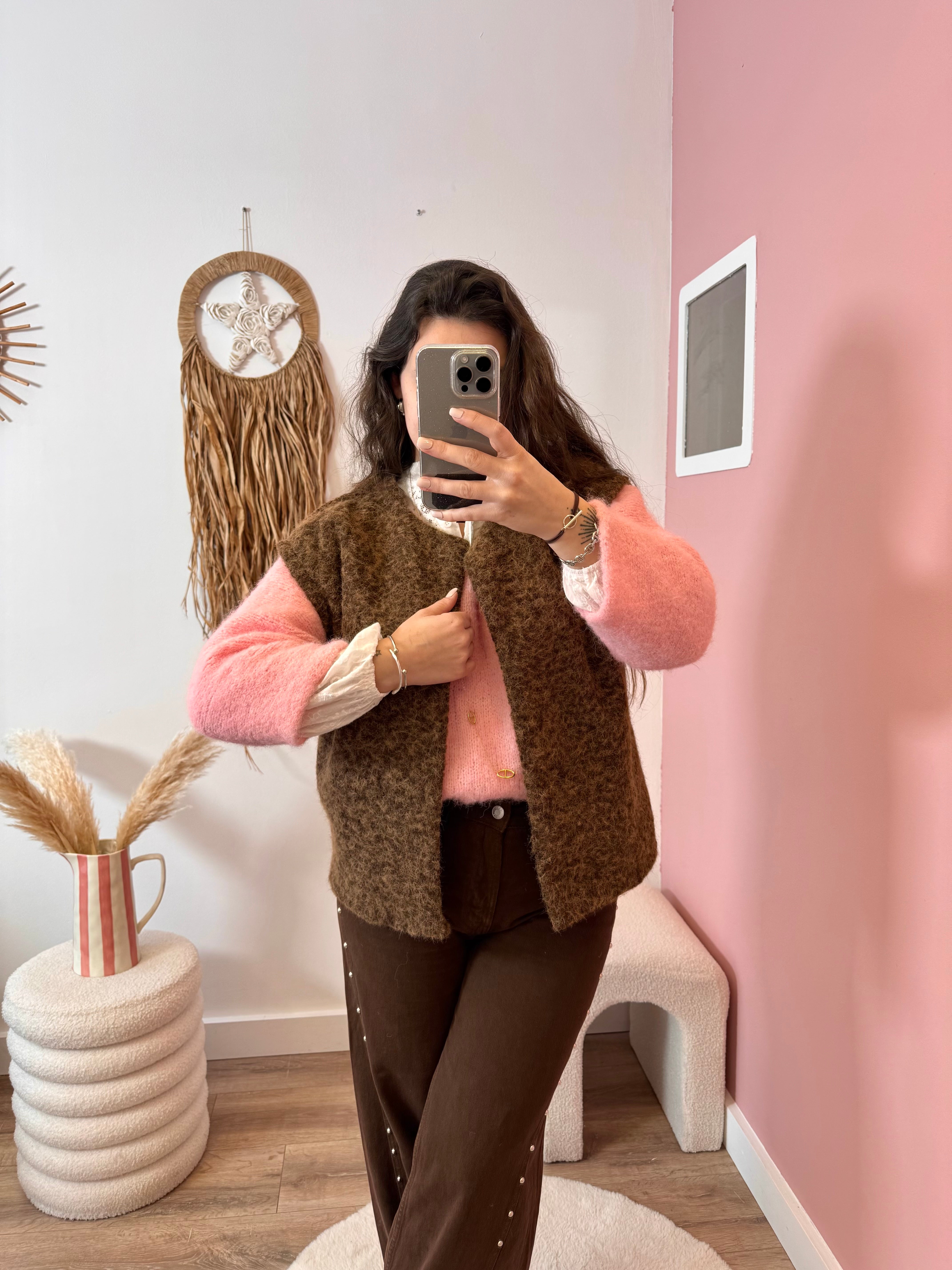 VESTE SANS MANCHE CHOCOLAT