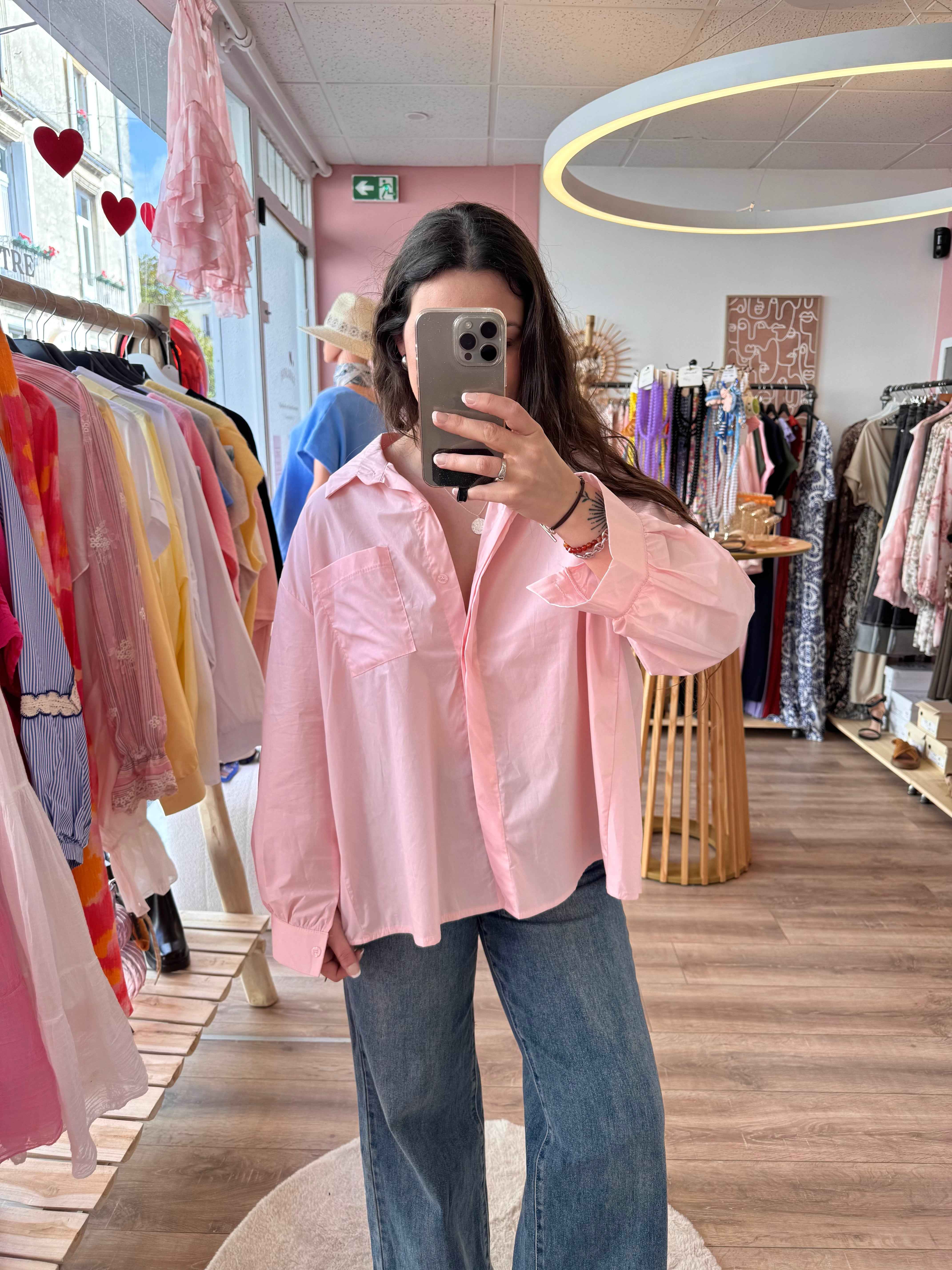 CHEMISE DOS PLISSÉ ROSE