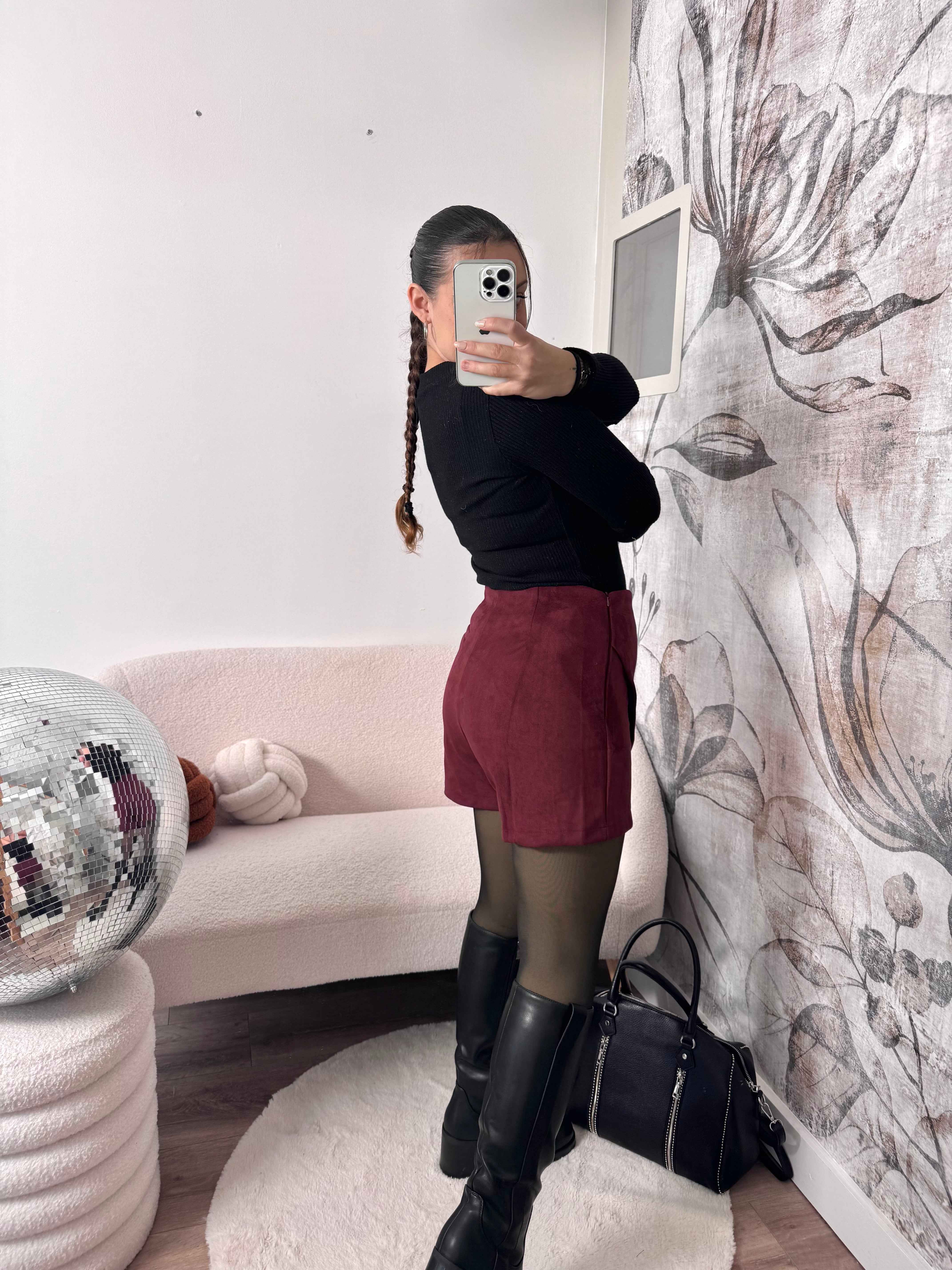 JUPE/SHORT BORDEAUX