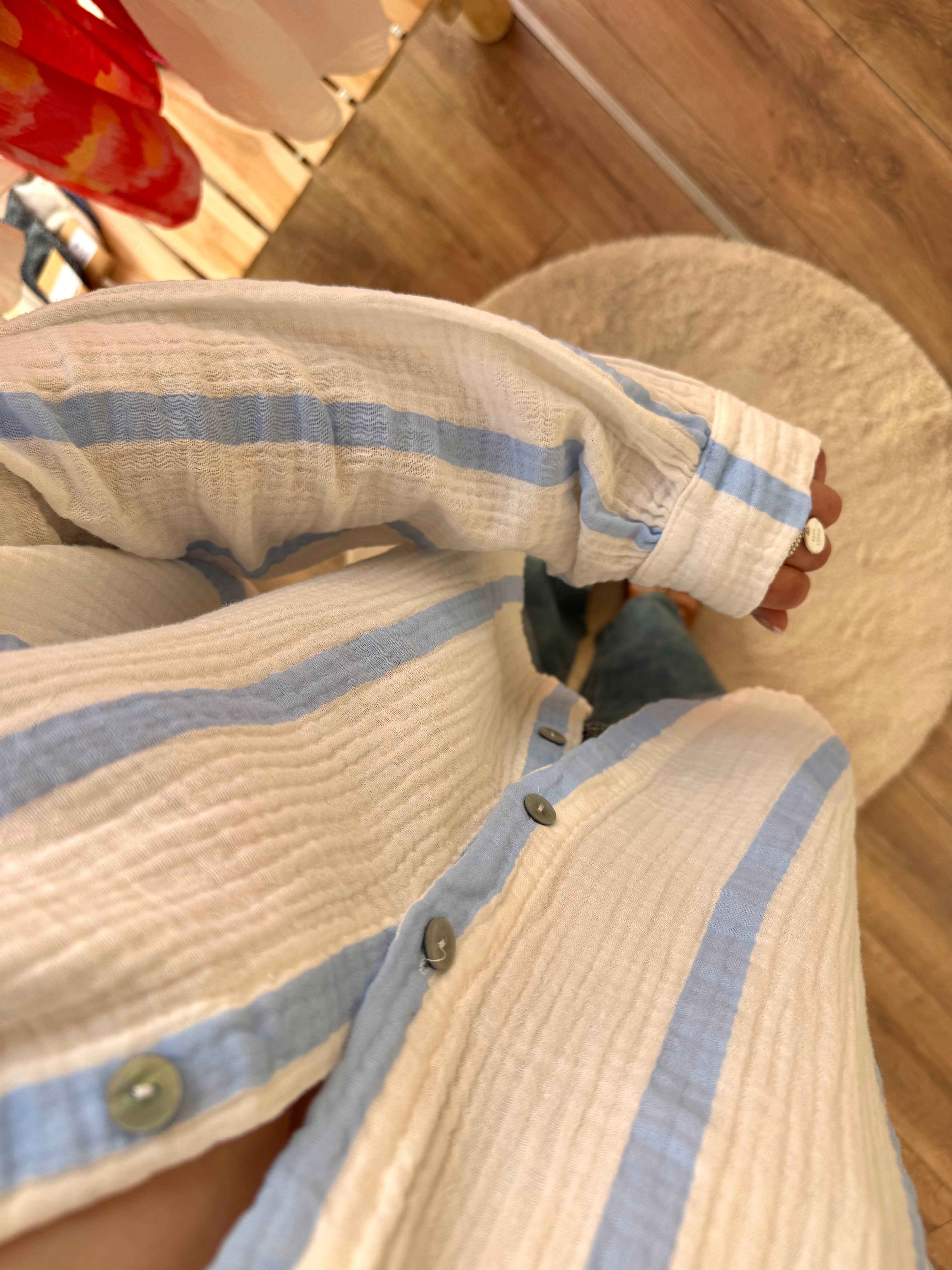 BLOUSE GAZE DE COTON BLEU