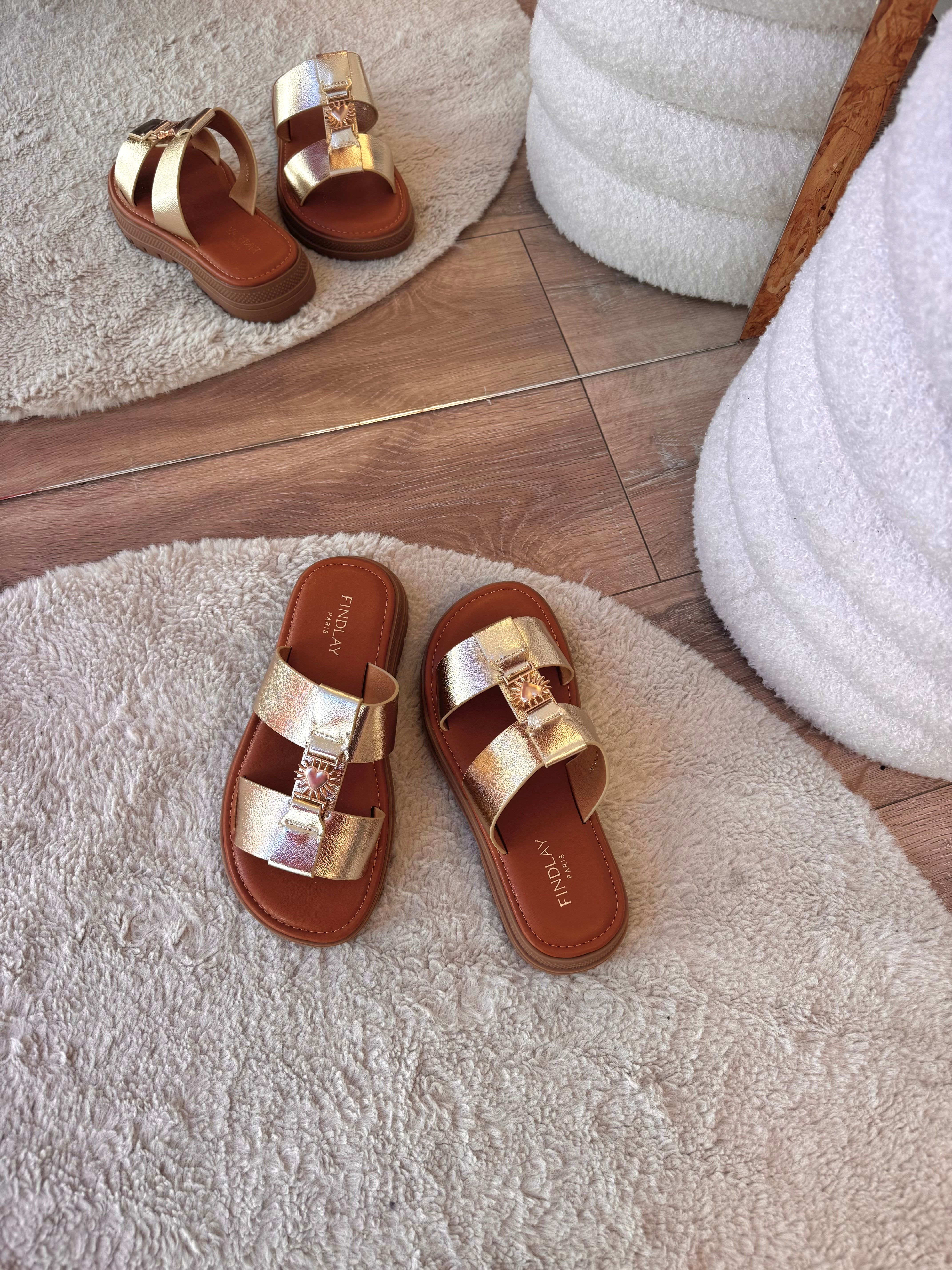 SANDALES CŒUR SOLEIL DORÉ