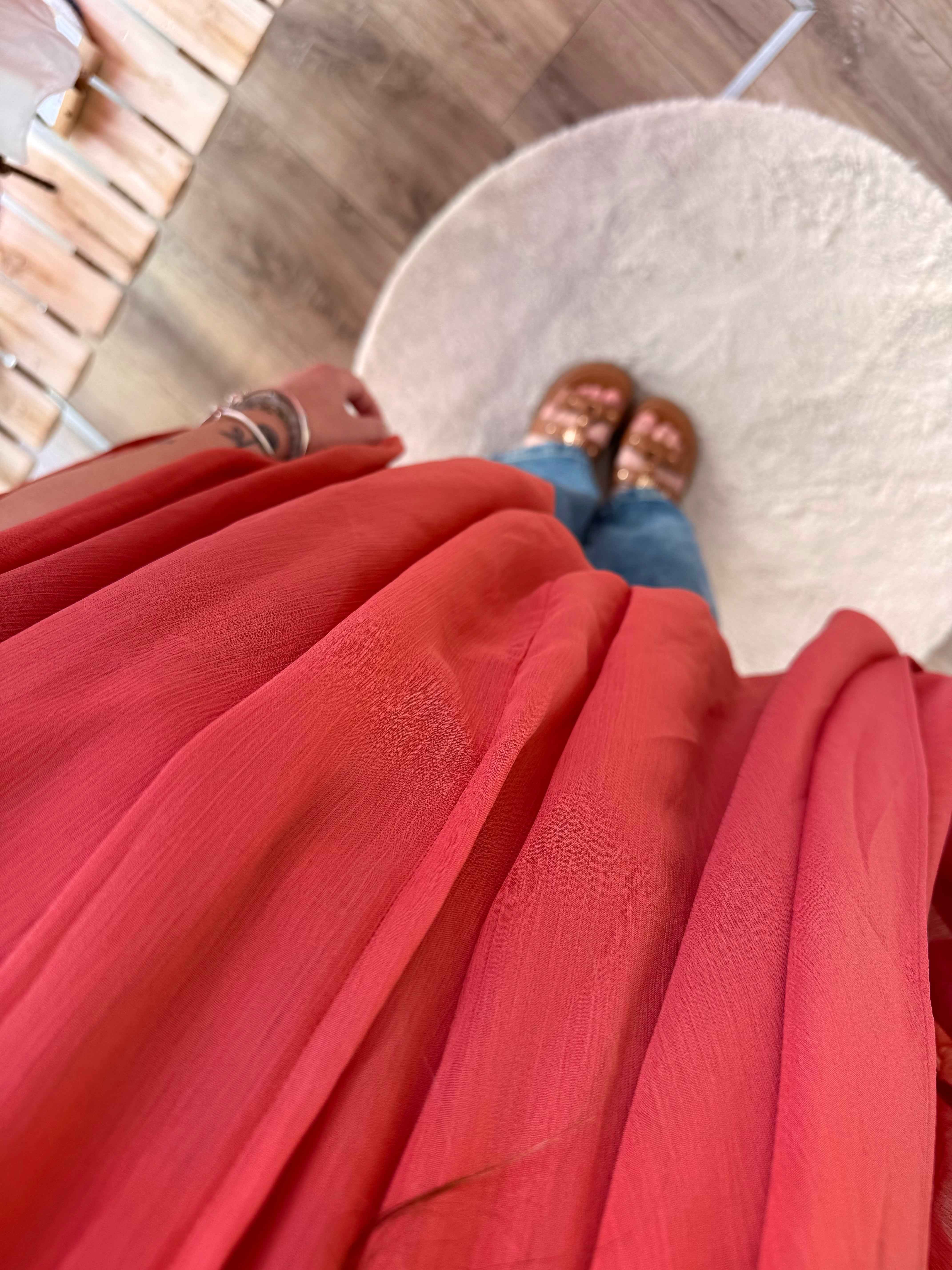 BLOUSE BOUFFANTE CORAIL