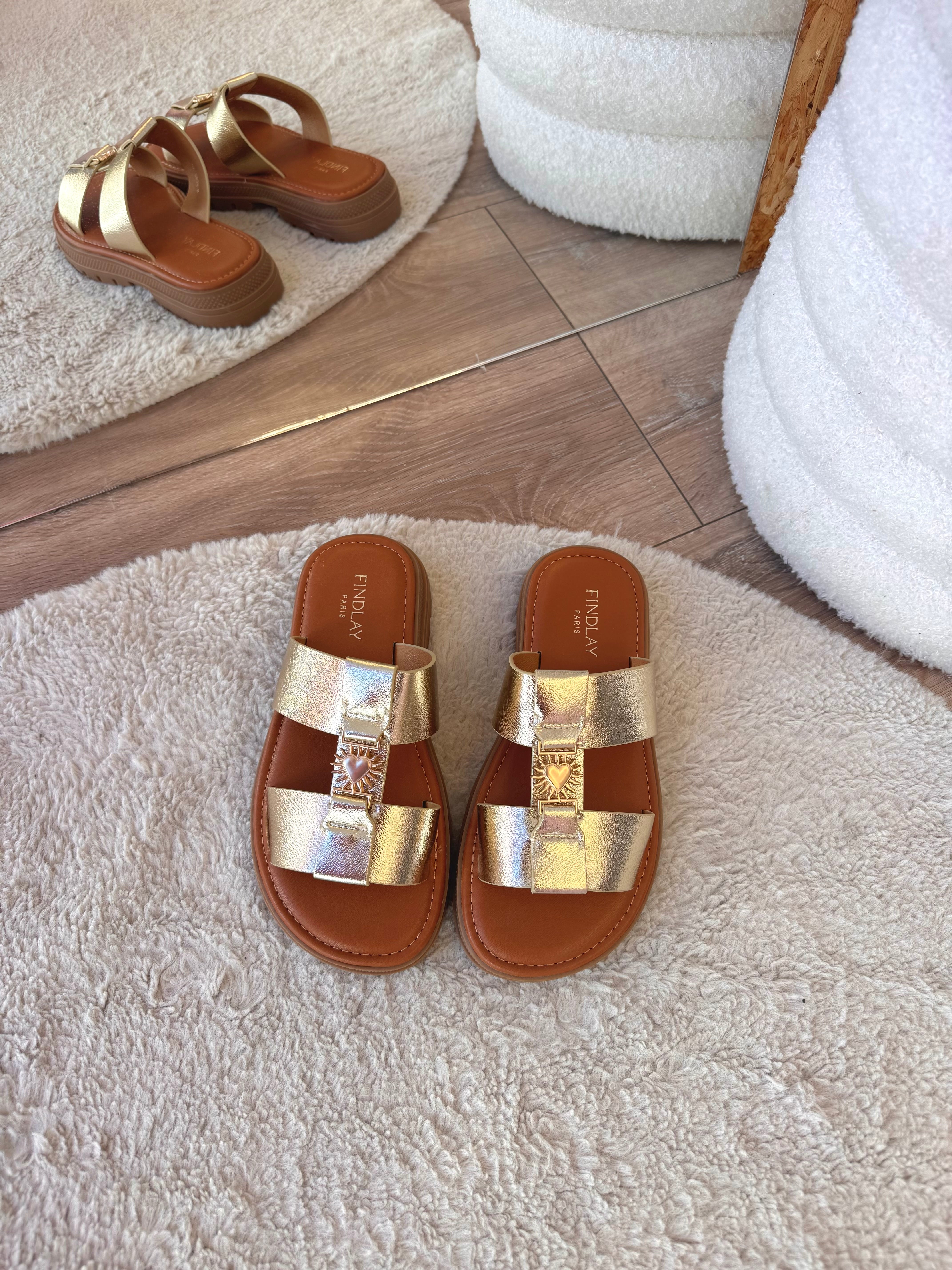 SANDALES CŒUR SOLEIL DORÉ