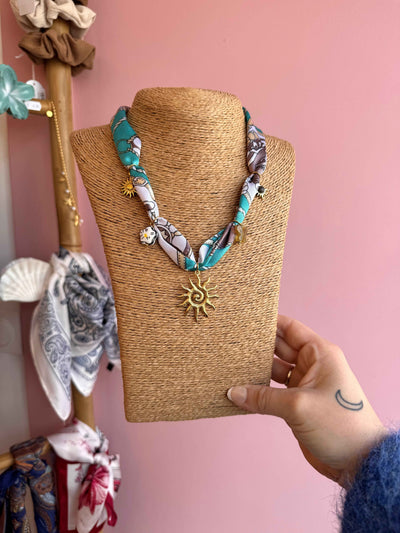 COLLIER FOULARD TURQUOISE SOLEIL