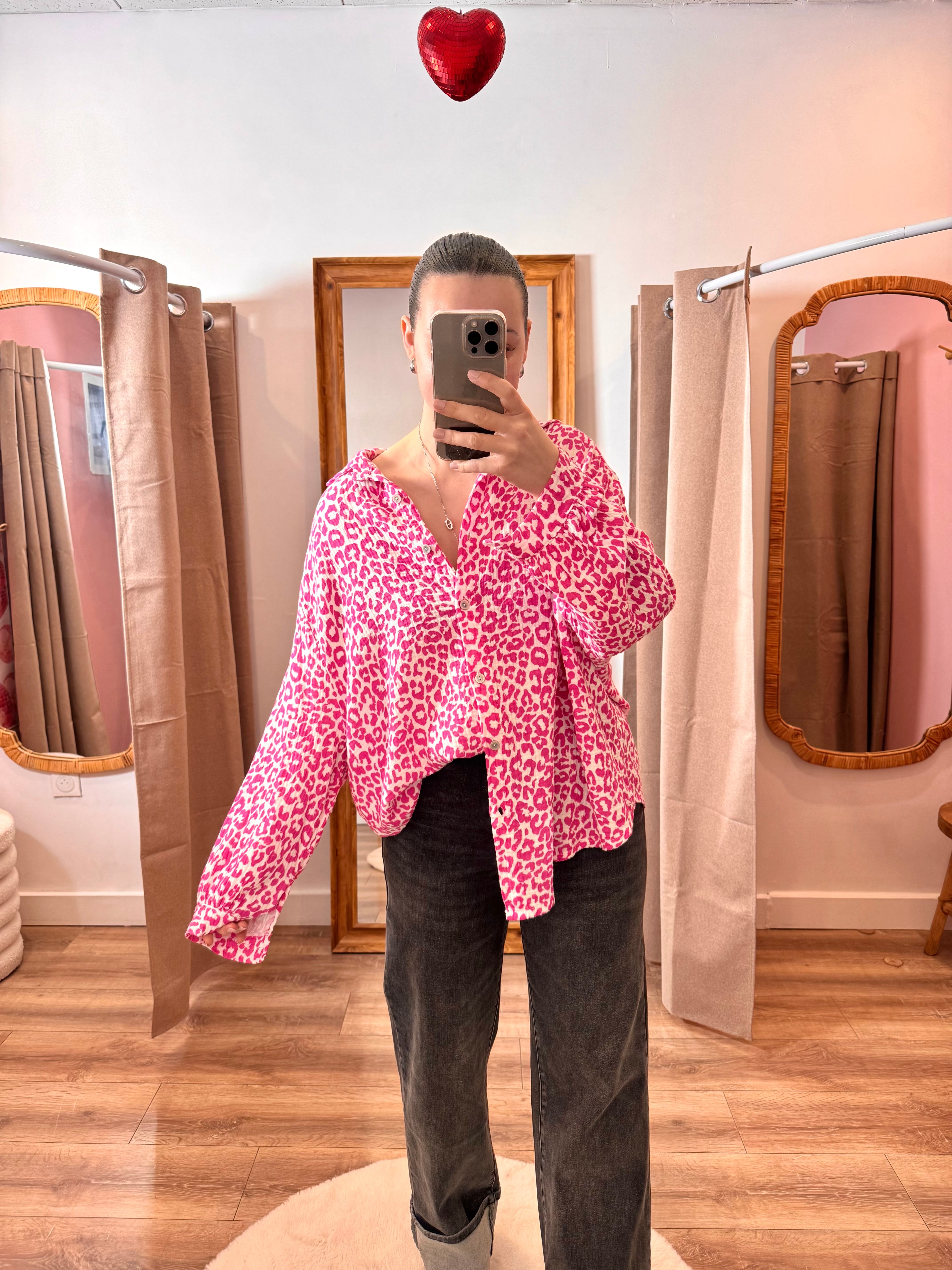 CHEMISE FUSHIA LÉOPARD