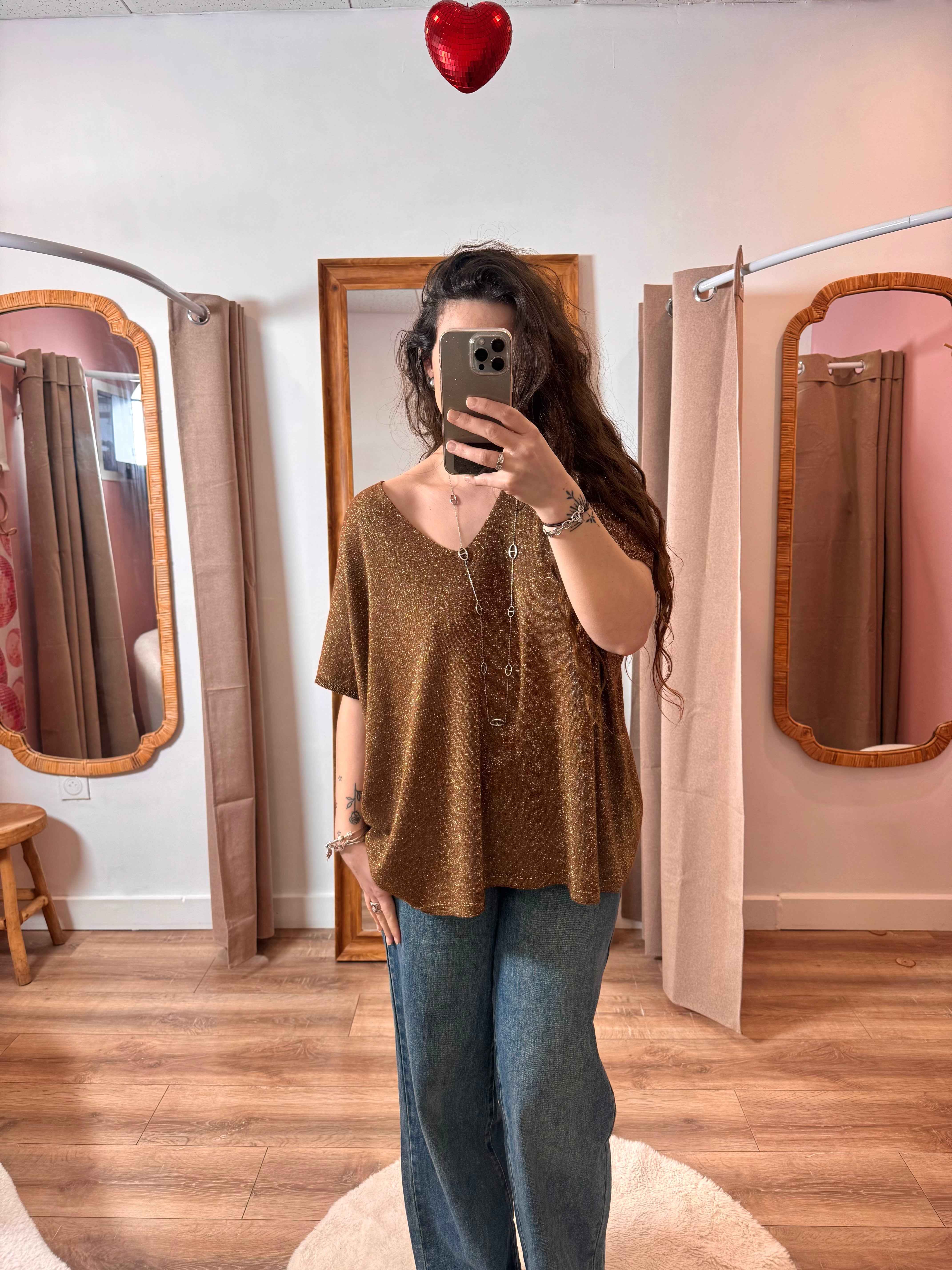 HAUT À PAILLETTES CHOCO