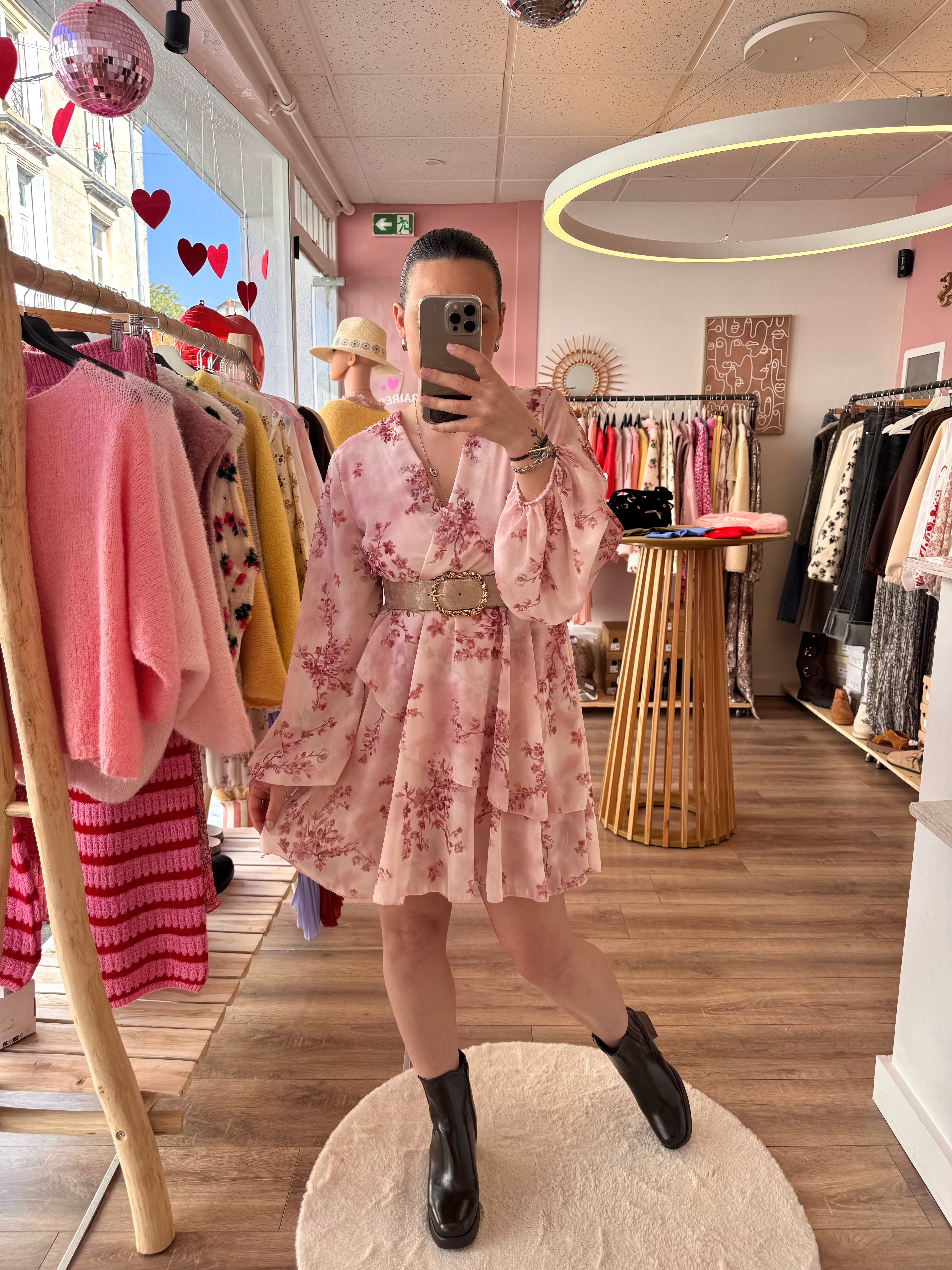 ROBE FLEURIE ROSE