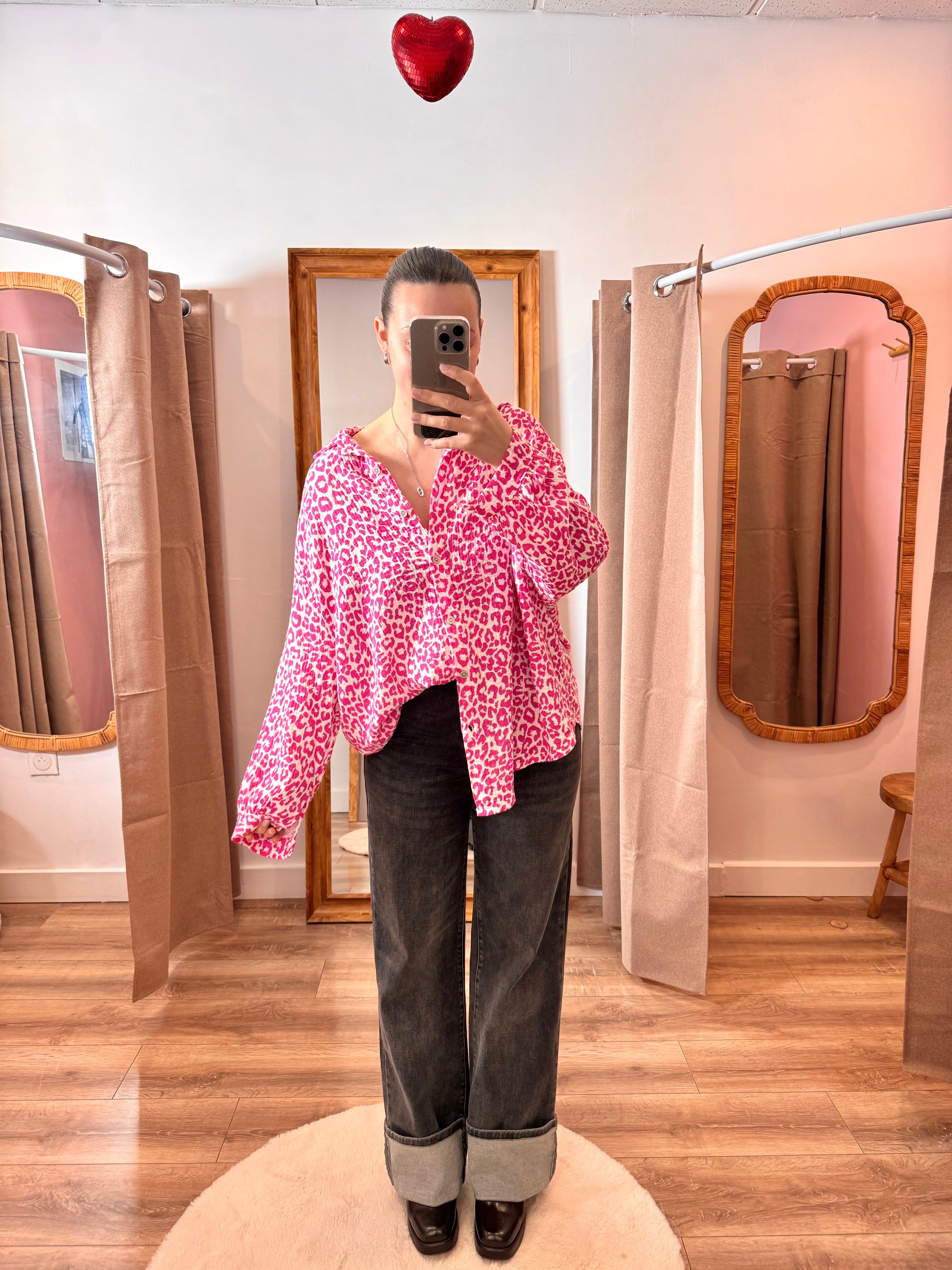 CHEMISE FUSHIA LÉOPARD