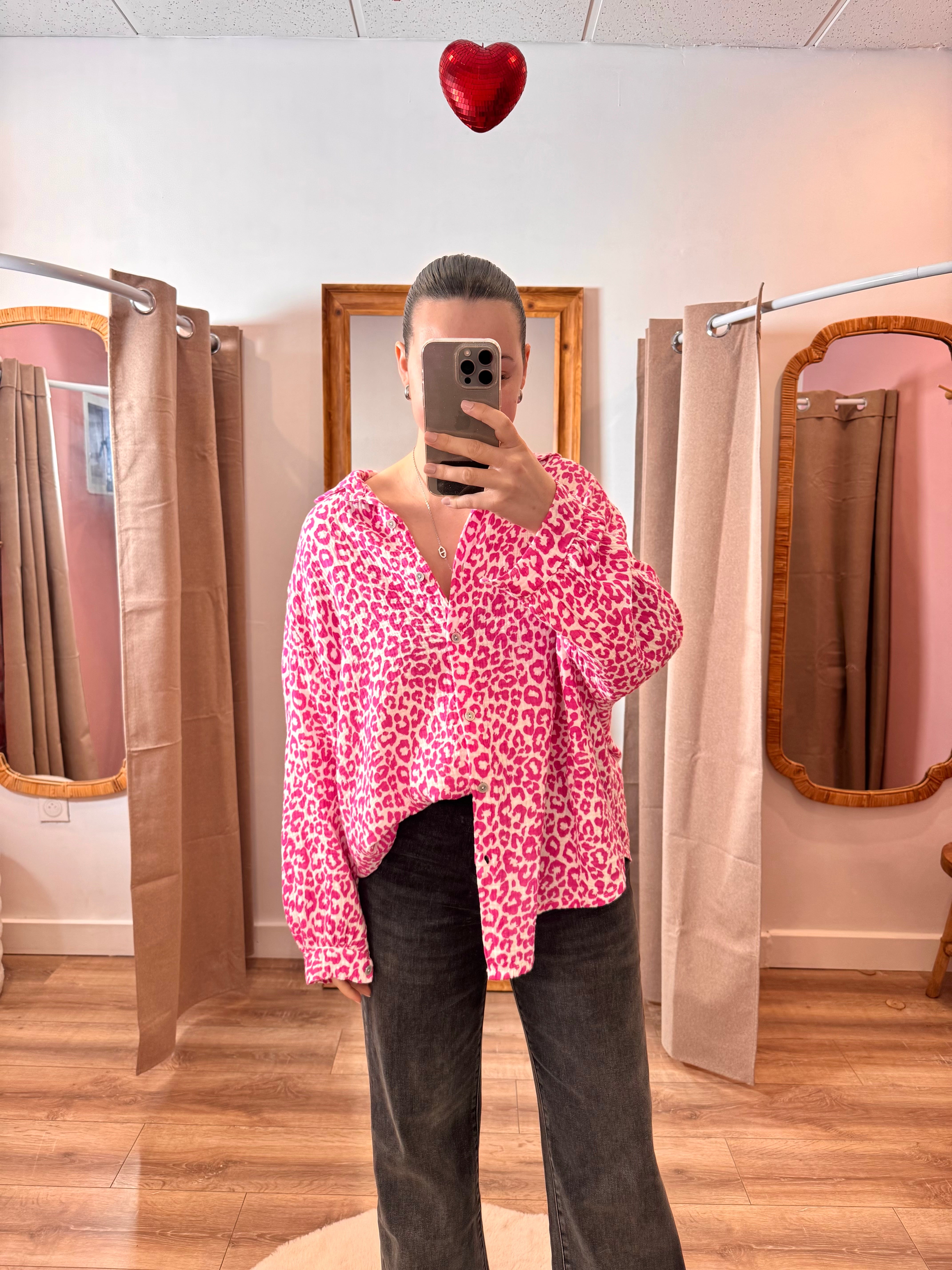 CHEMISE FUSHIA LÉOPARD