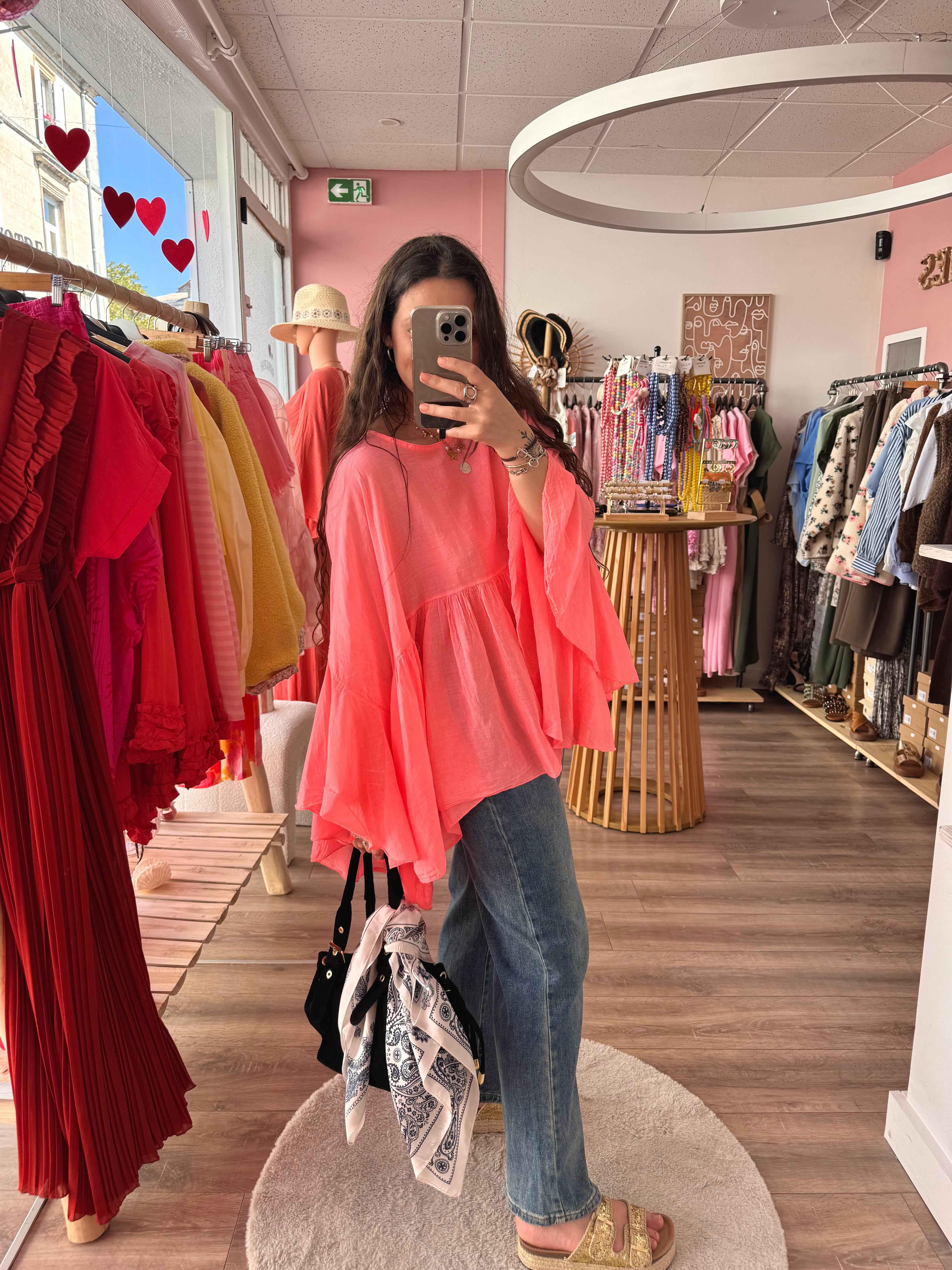 BLOUSE AMPLE CORAIL