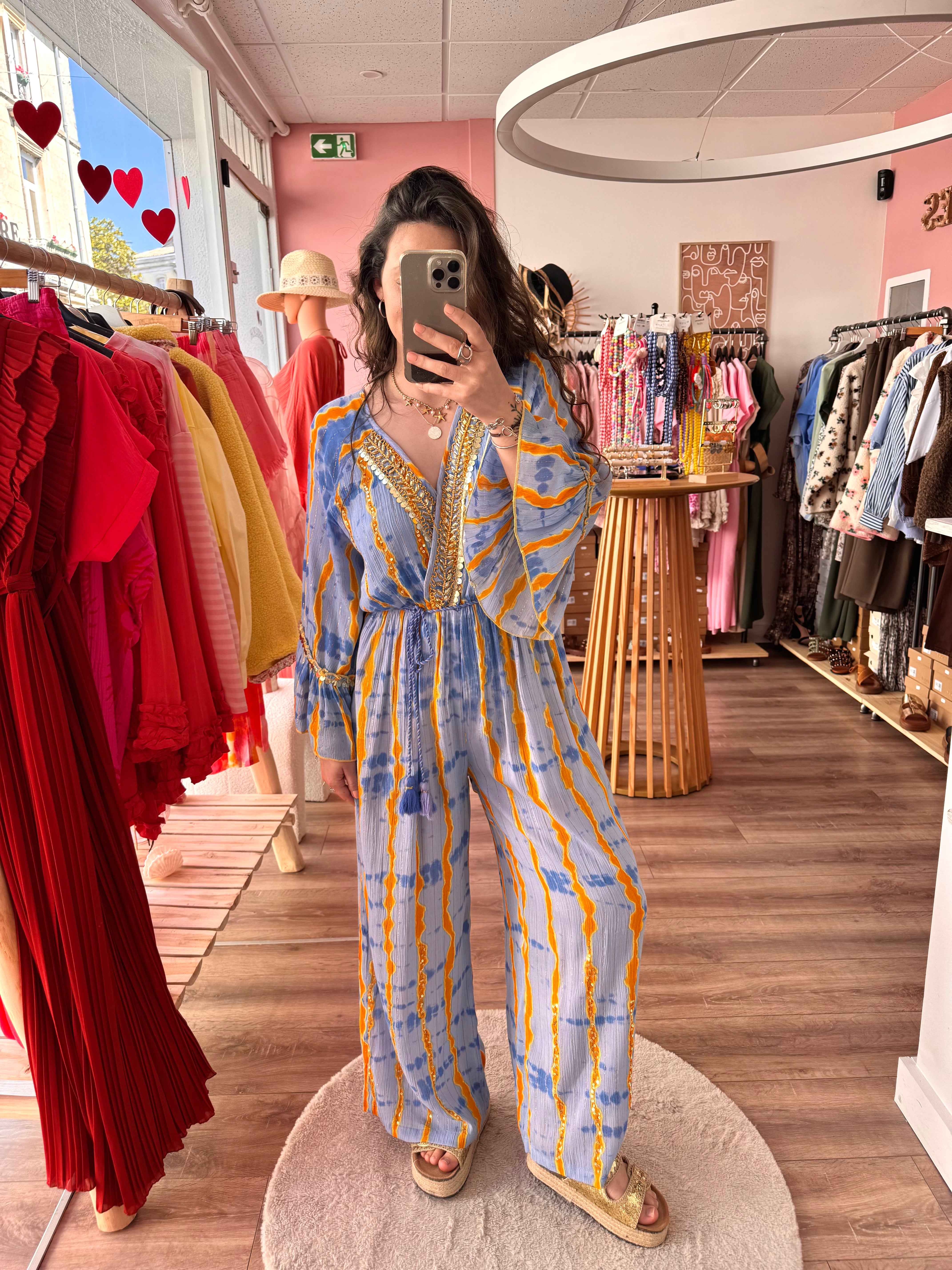 COMBINAISON BOHÈME BLEU PERLA
