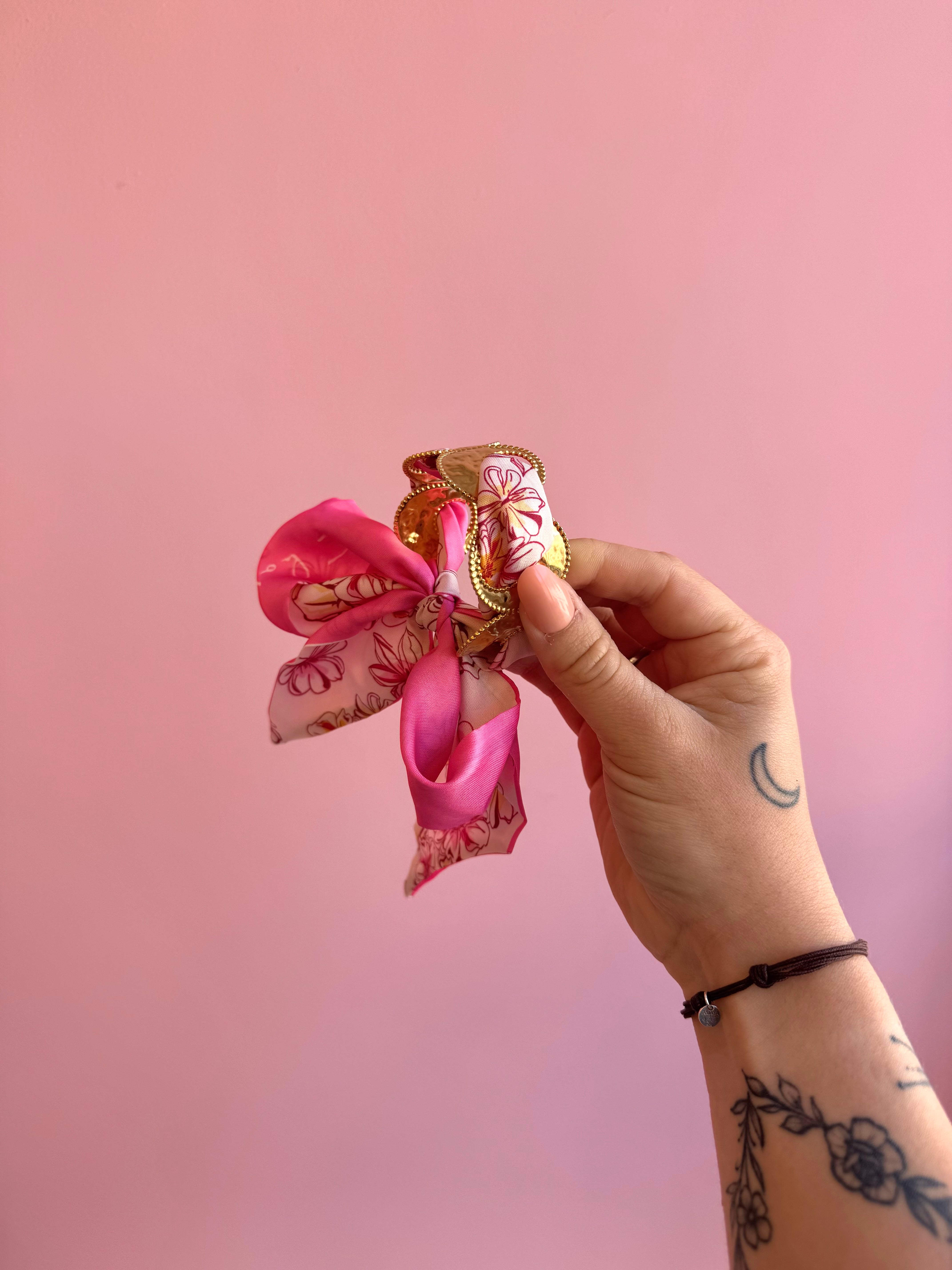 JONC DORÉ FOULARD ROSE