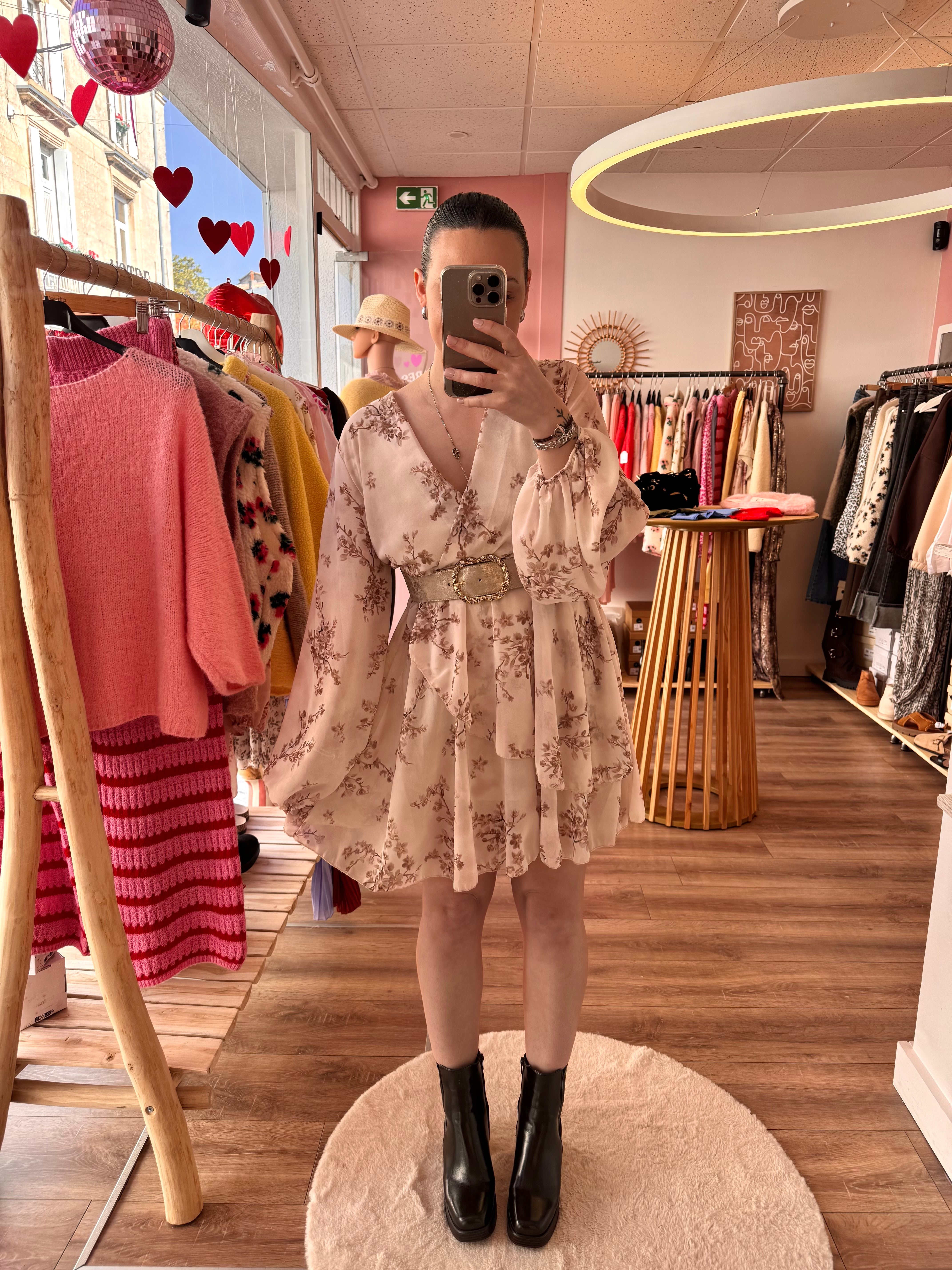 ROBE FLEURIE BEIGE