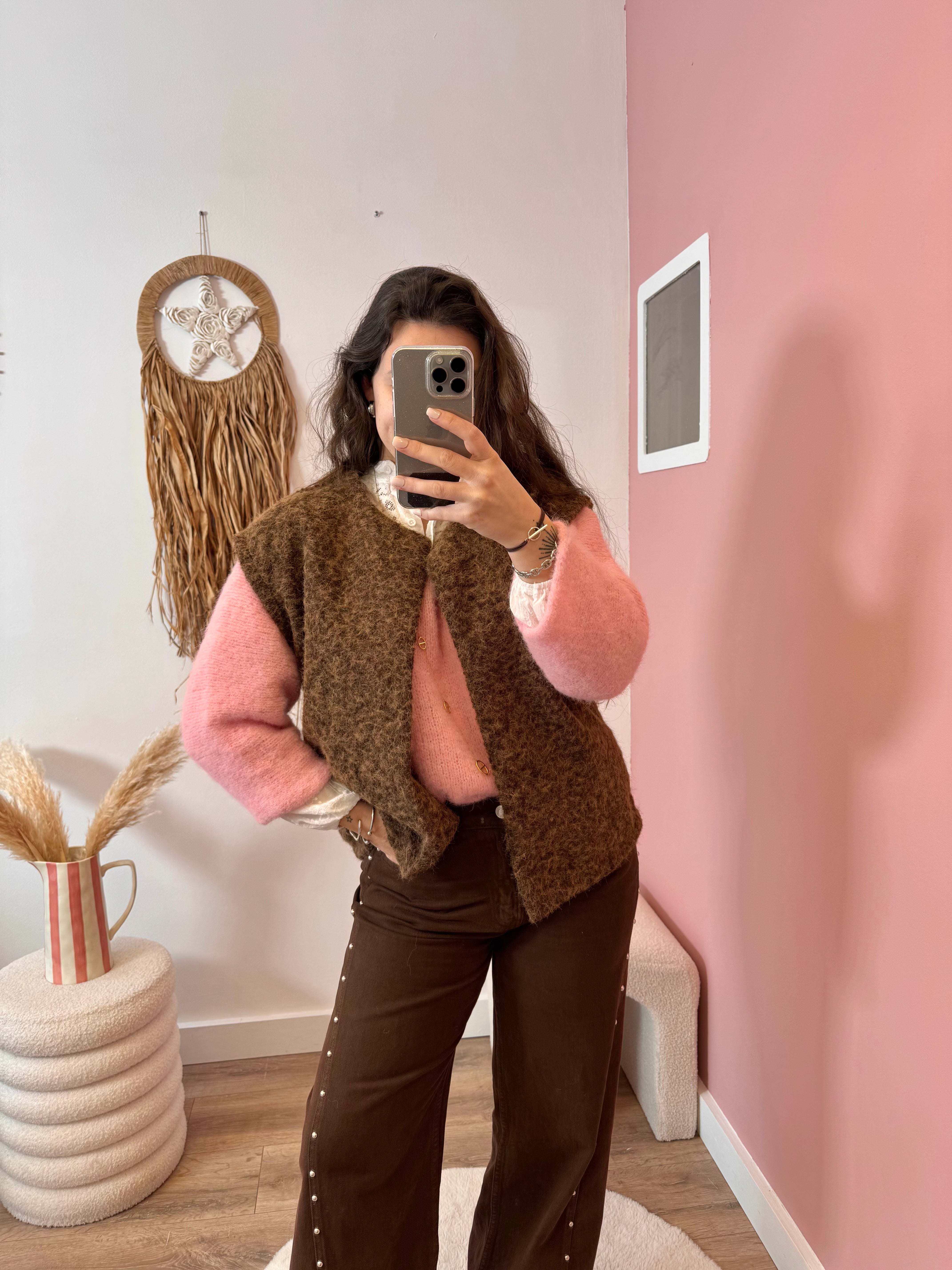 VESTE SANS MANCHE CHOCOLAT
