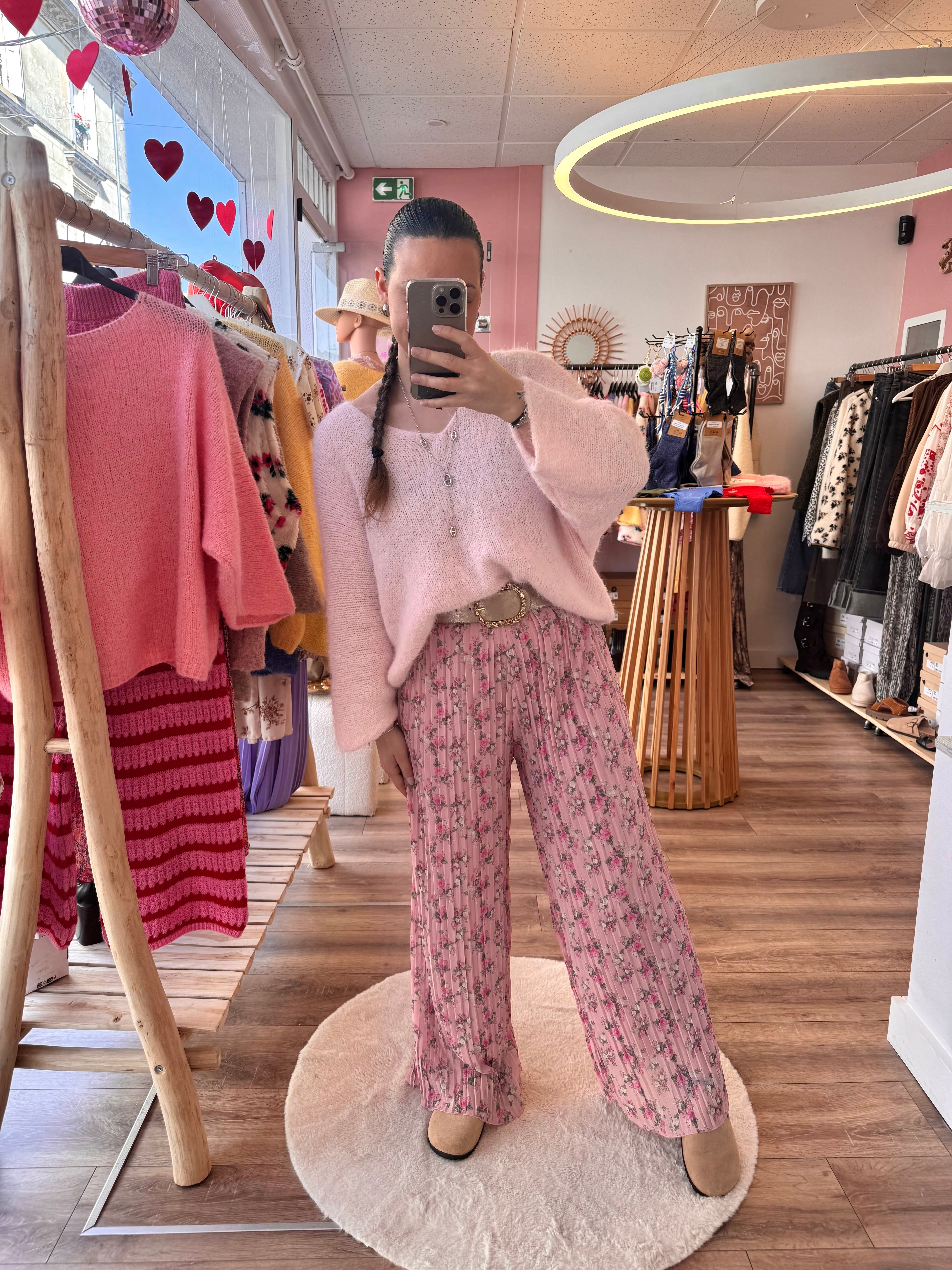 PANTALON LOLA FLEURIE ROSE BONBON