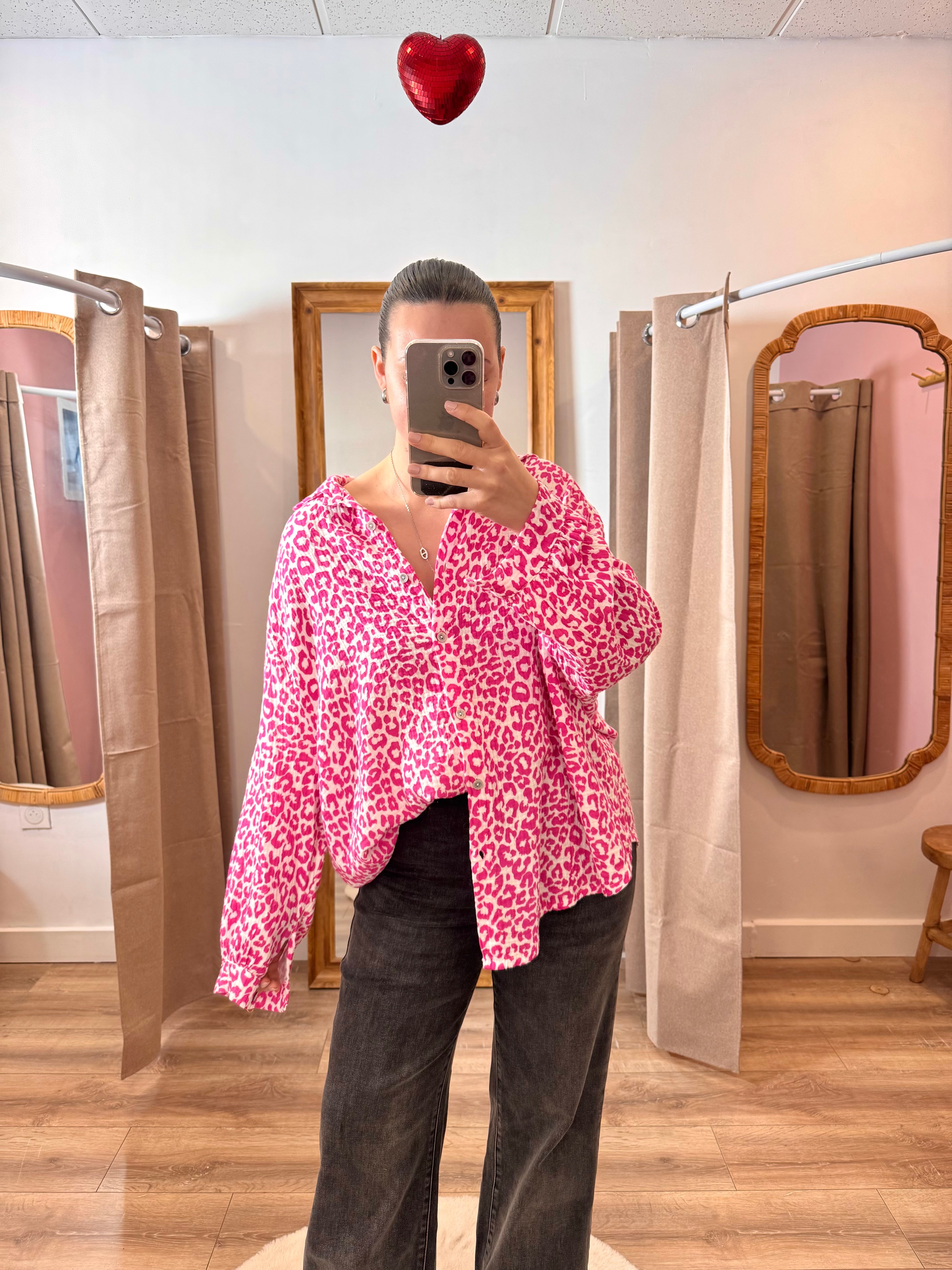 CHEMISE FUSHIA LÉOPARD
