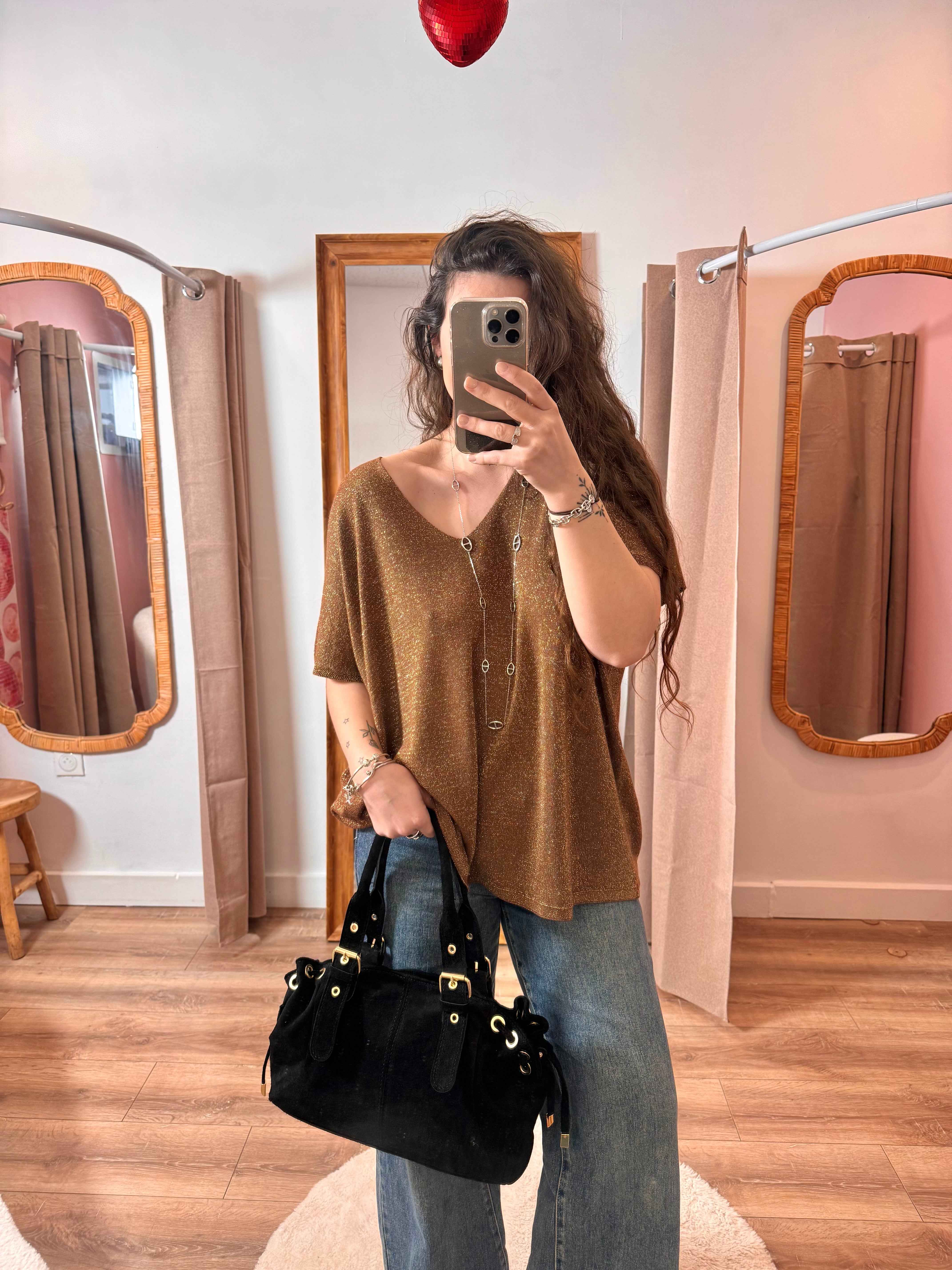 HAUT À PAILLETTES CHOCO